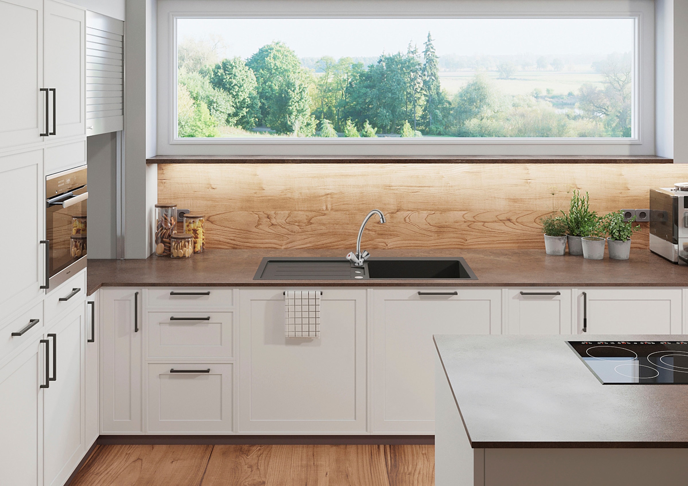 CORNAT Spültischarmatur »Zweigriffarmatur "Lisa", HD, Messing, verchromt«