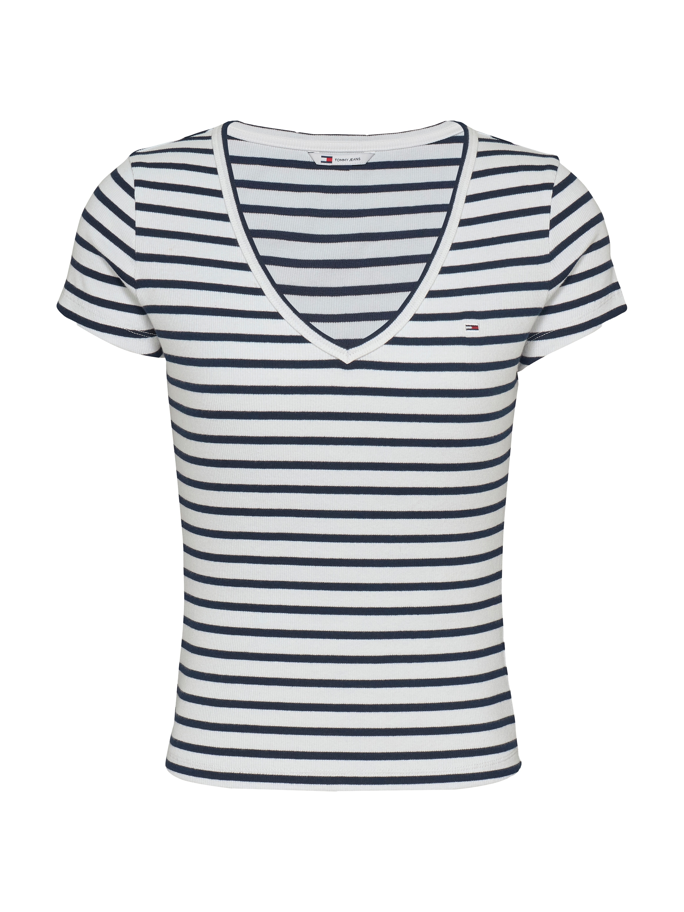 Tommy Jeans Kurzarmshirt »TJW SLIM ESSENTIAL RIB V SS« mit gerippter Struktur