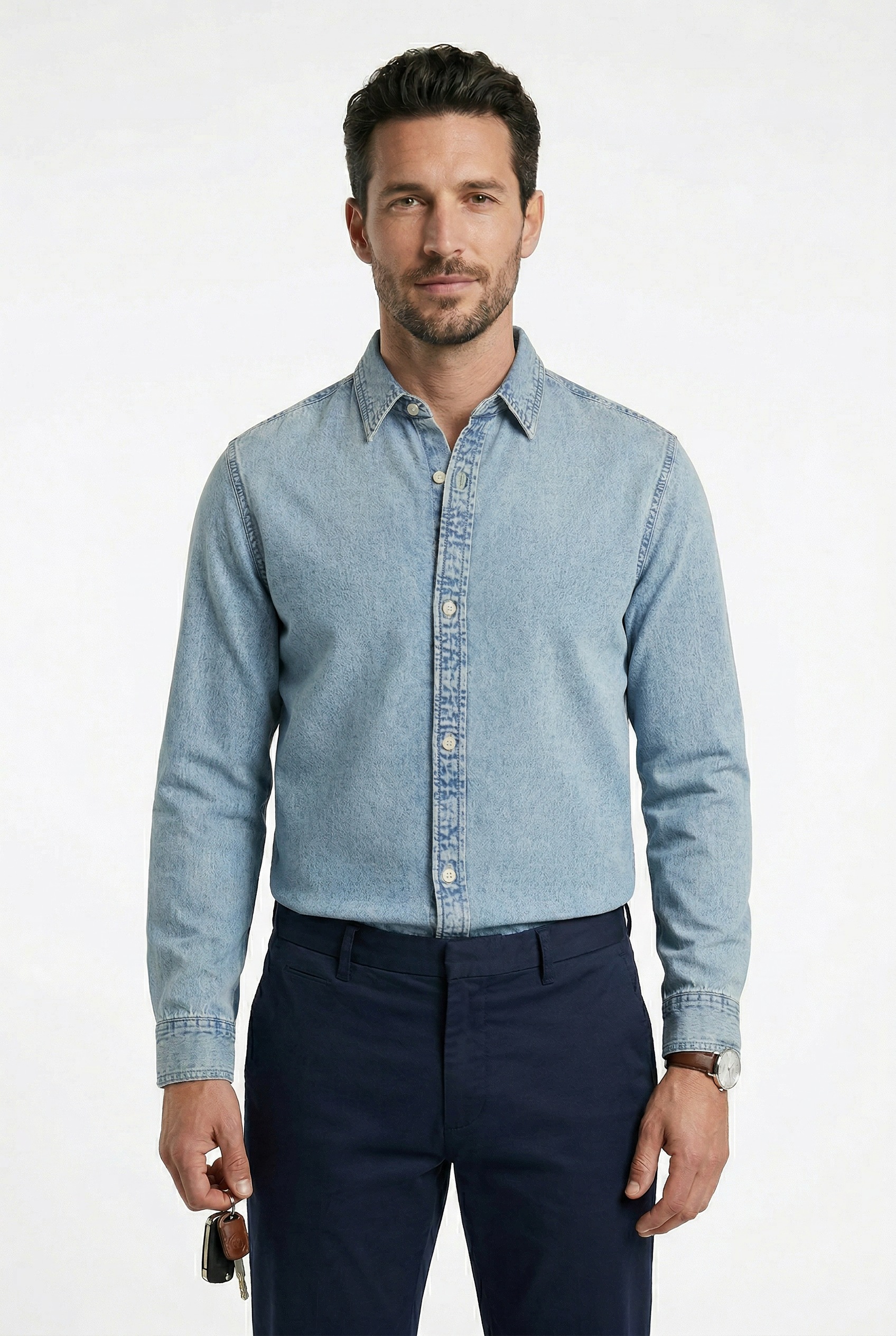 Calvin Klein Jeans Jeanshemd »ESSENTIAL CLASSIC PALE BLUE STON« Regular fit mit Knopfleiste