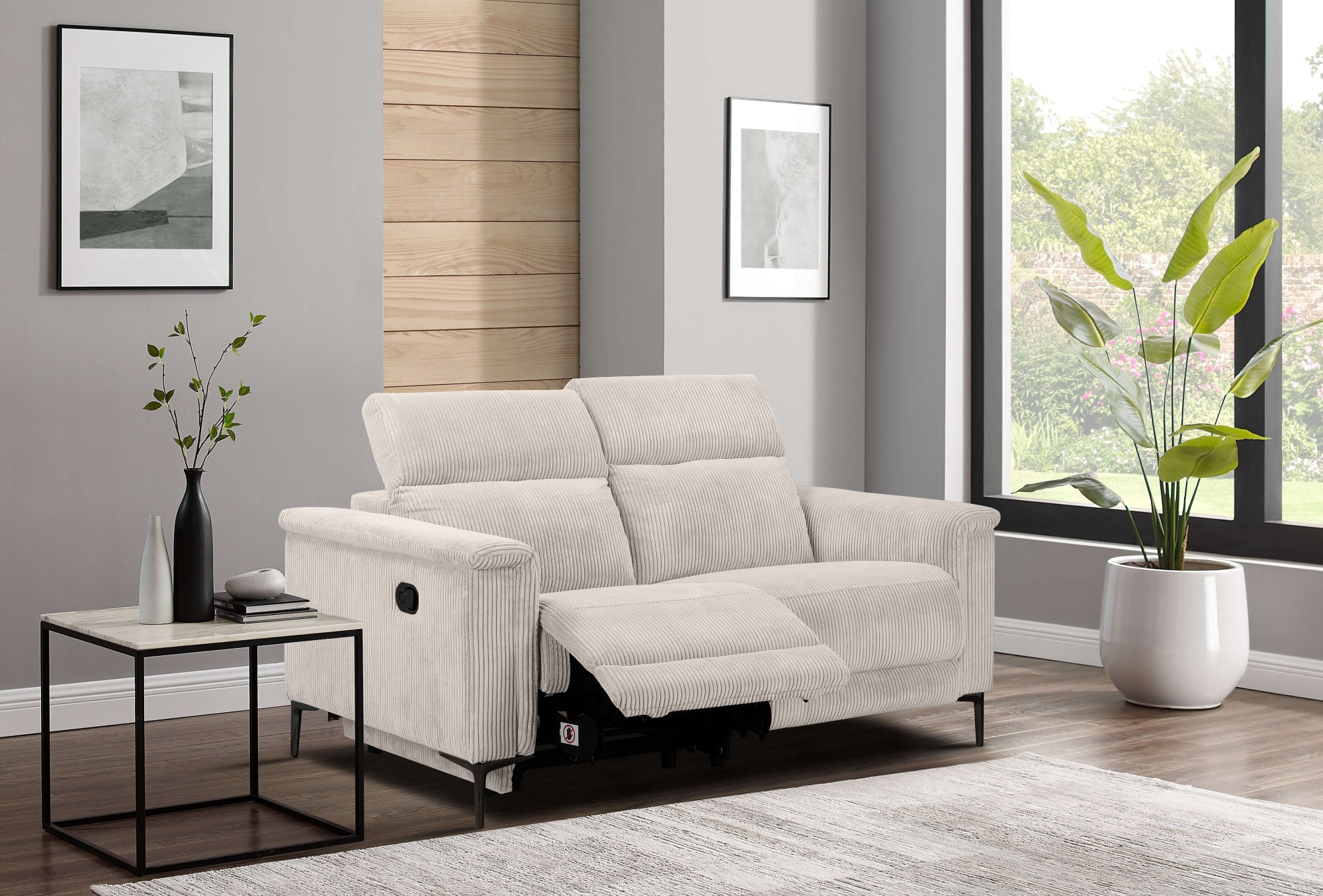 Places of Style 2-Sitzer »Lund in Cord, mit manueller o. elektrischer«, Relaxfunktion, USB-A, Kopfteilverstellung, Breite 160 cm