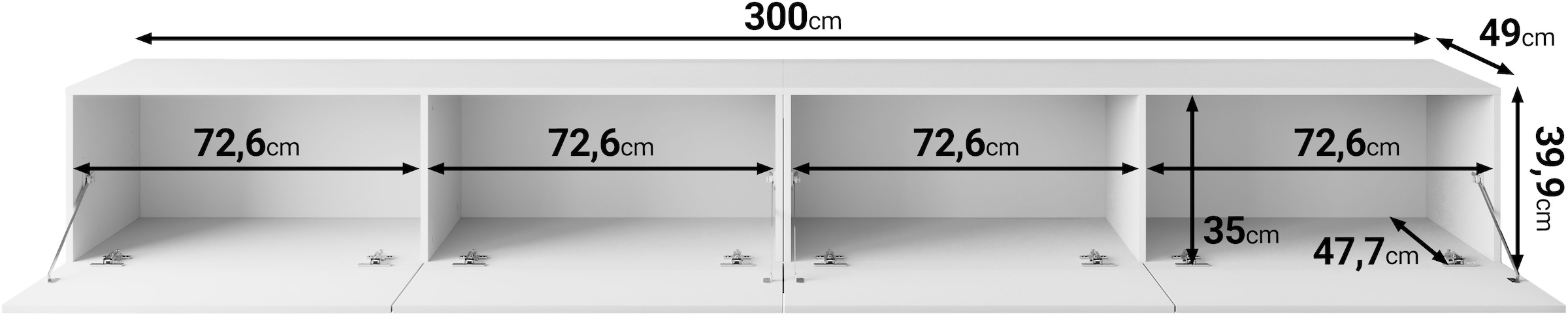 OTTO home Lowboard »Denver Erlebe die Weltmeisterschaft im XXL-Format« Elegantes TV-Möbel 300 cm, speziell für bis zu 98-Zoll Fernseher