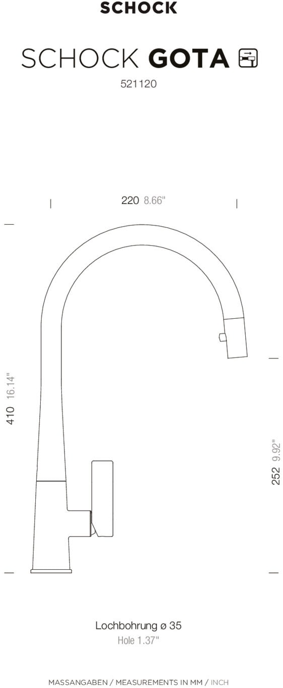 Schock Küchenarmatur »Gota« ausziehbarer Auslauf, Rückflussverhinderer, Schwenkbereich 360°