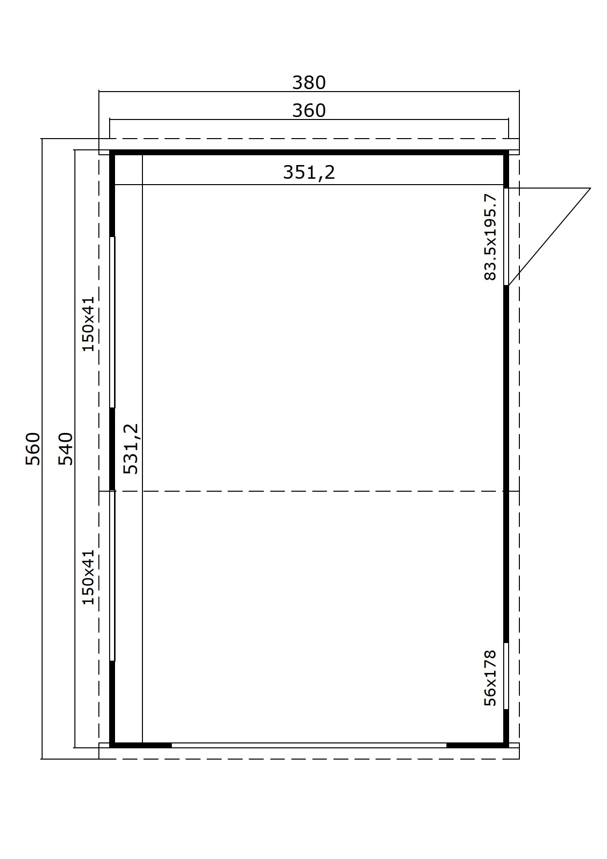 Nordic Holz Garage »BAHAMAS 2«, BxT: 380x560 cm, 205 cm Einfahrthöhe, mit Sektionaltor