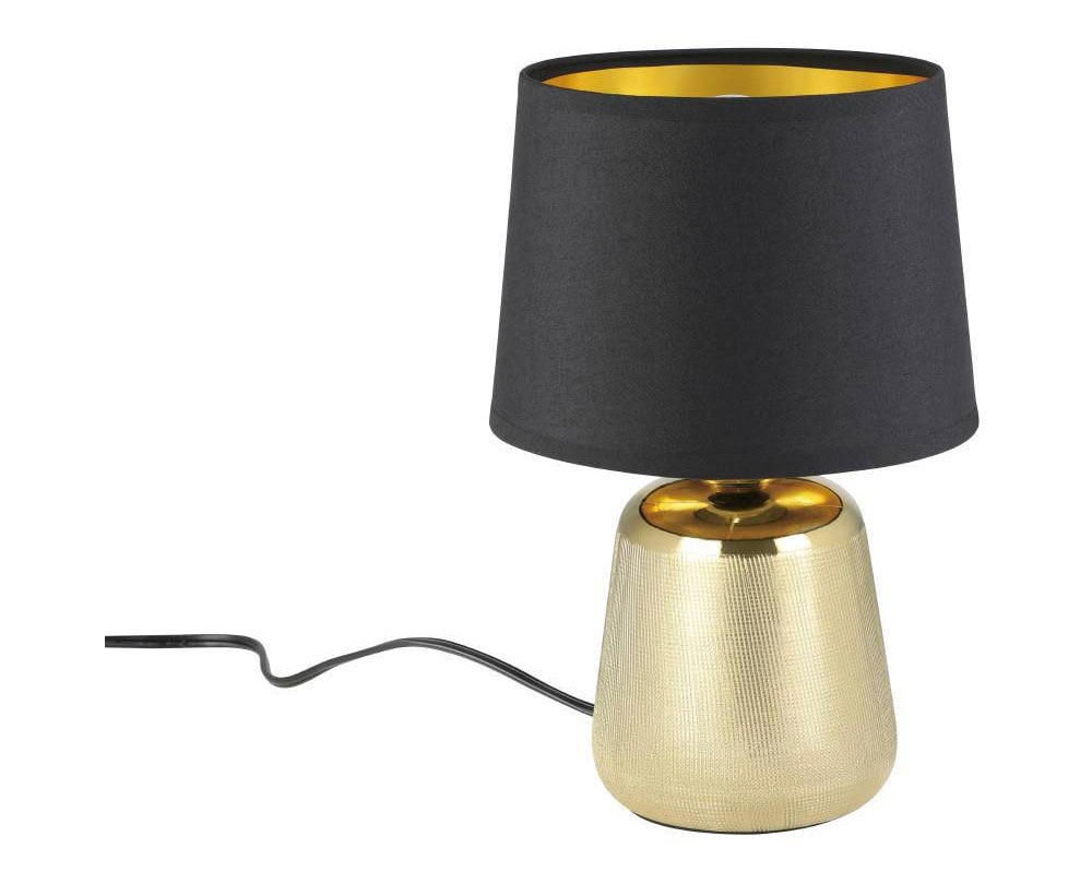 EGLO Tischleuchte »MANALBA 1«, 1 flammig, Leuchtmittel E14 | ohne Leuchtmittel, Textil Nachttischlampe, Keramik, gold, Tischleuchte, Schlafzimmer
