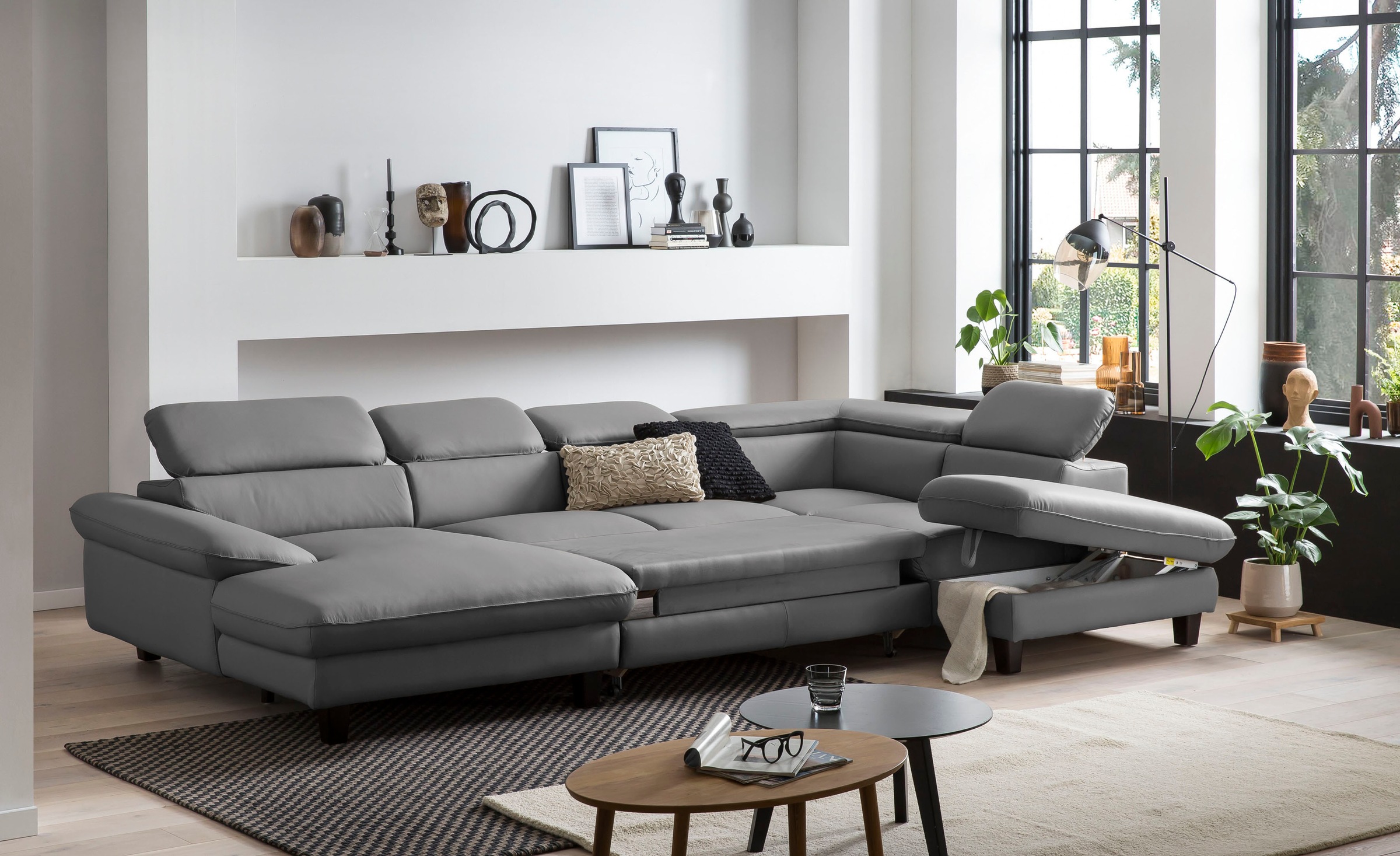 Home affaire Wohnlandschaft »Pilot U-Form«, mit Kopfteilverstellung, wahlweise mit Bettfunktion & Bettkasten