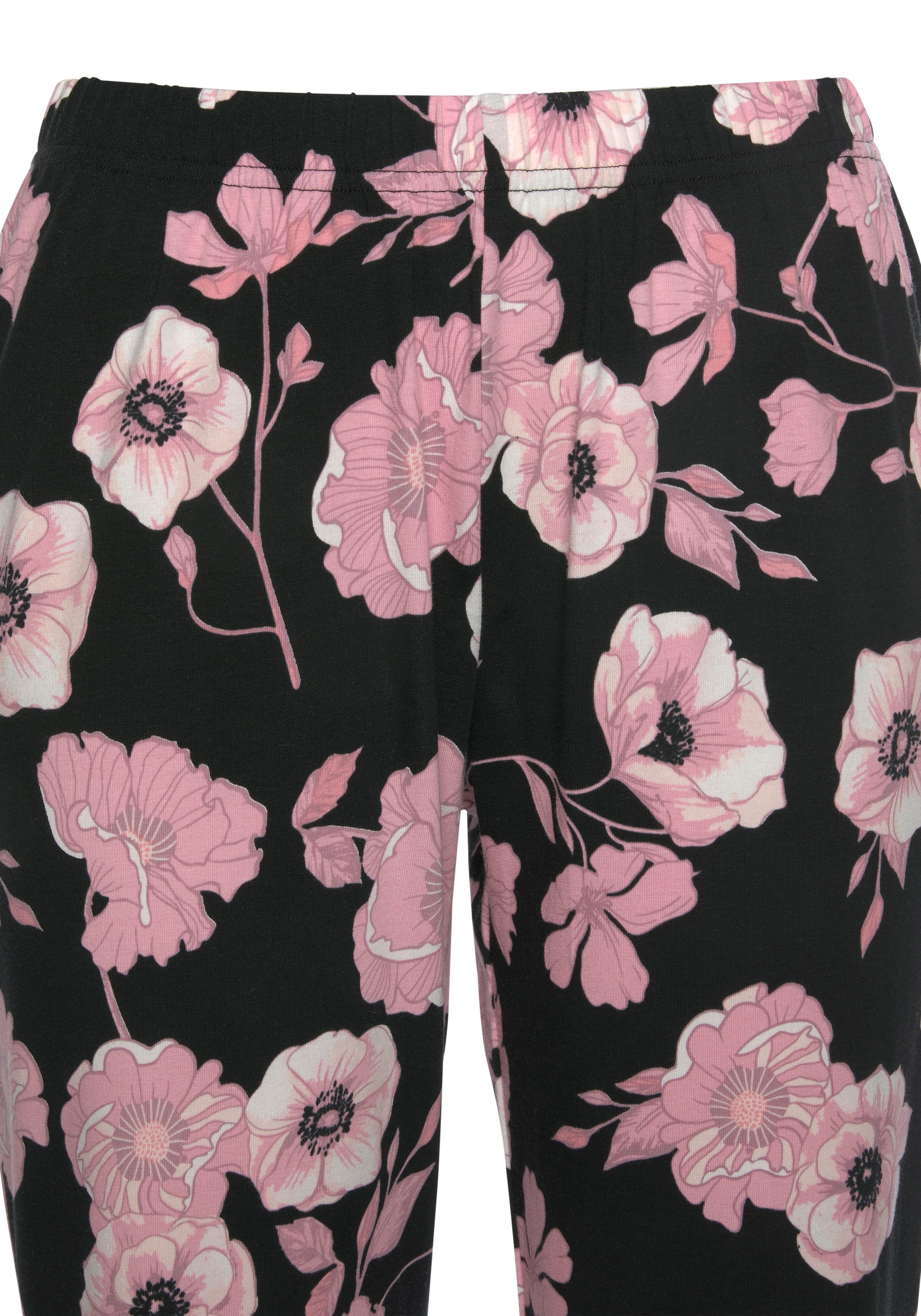 LASCANA Pyjama, (2 tlg.), mit Blumenmuster und Spitzendetails