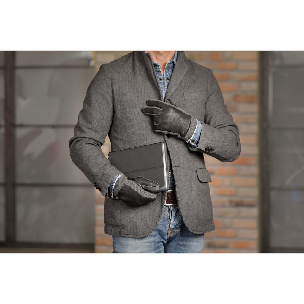 PEARLWOOD Lederhandschuhe »Nick«, Atmungsaktiv, Wärmeregulierend, Wind - und Wasserabweisend