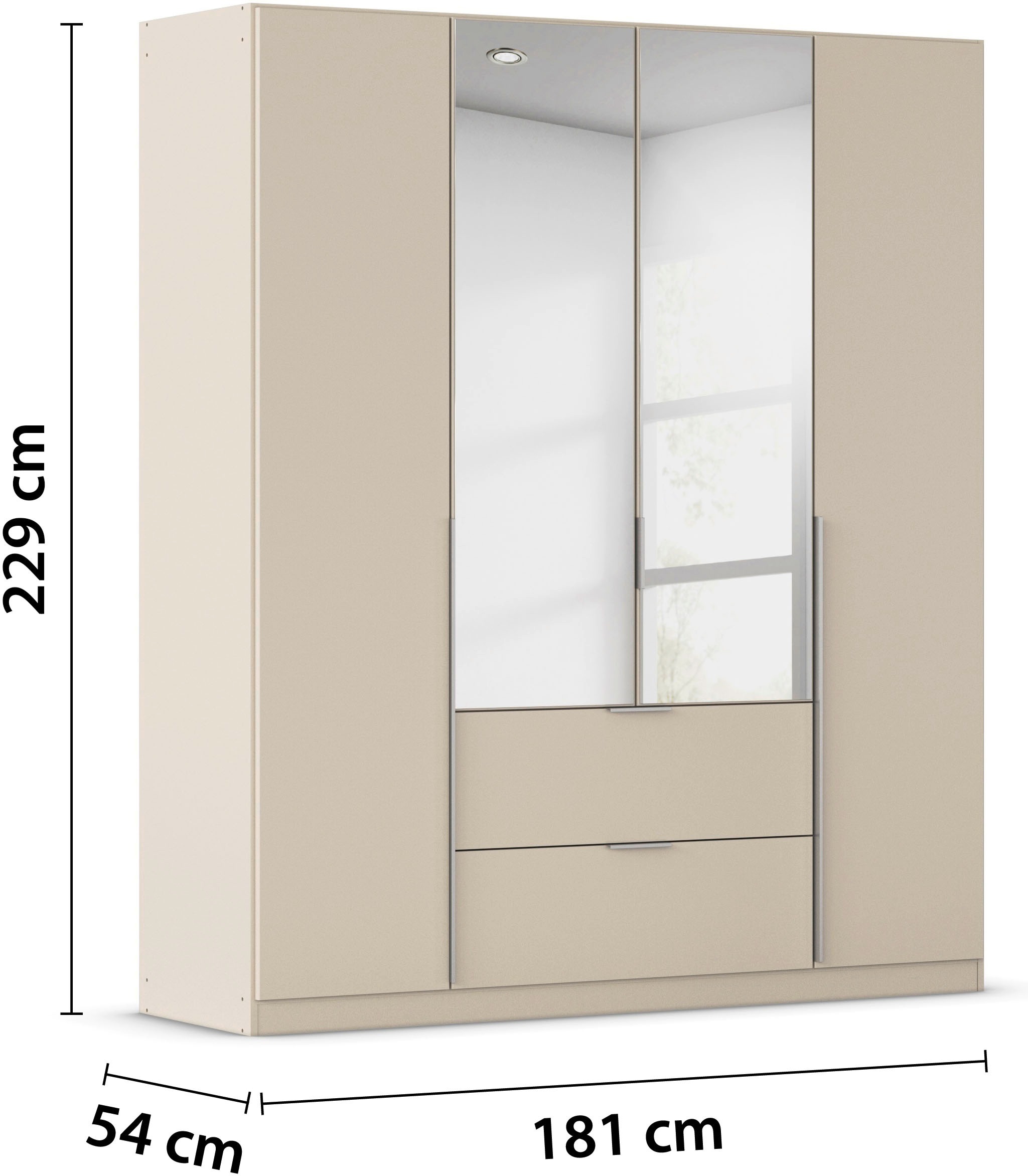 rauch Drehtürenschrank »Kleiderschrank Schrank Garderobe AGORDO mit Dekor- oder Hochglanzfront«, (in zwei Griff-Farben mit Dekor- oder Hochglanzfront), mit Außenschubkästen, in 6 Breiten und 2 Höhen MADE IN GERMANY
