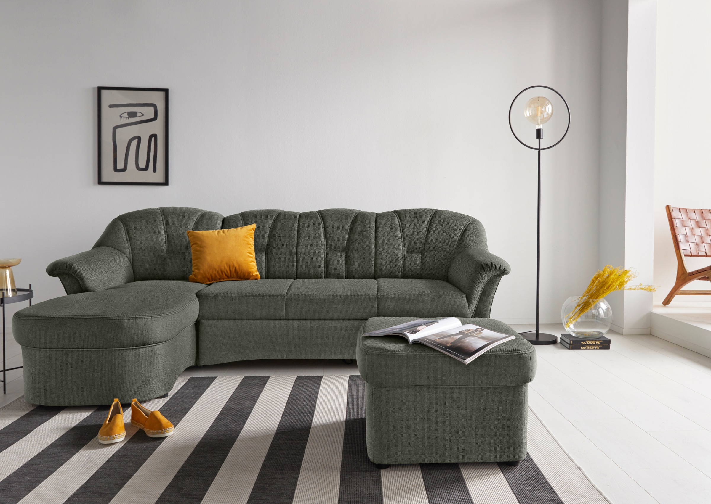 DOMO collection Ecksofa »Papenburg, zeitlose Rückensteppung, elegante Forme günstig online kaufen