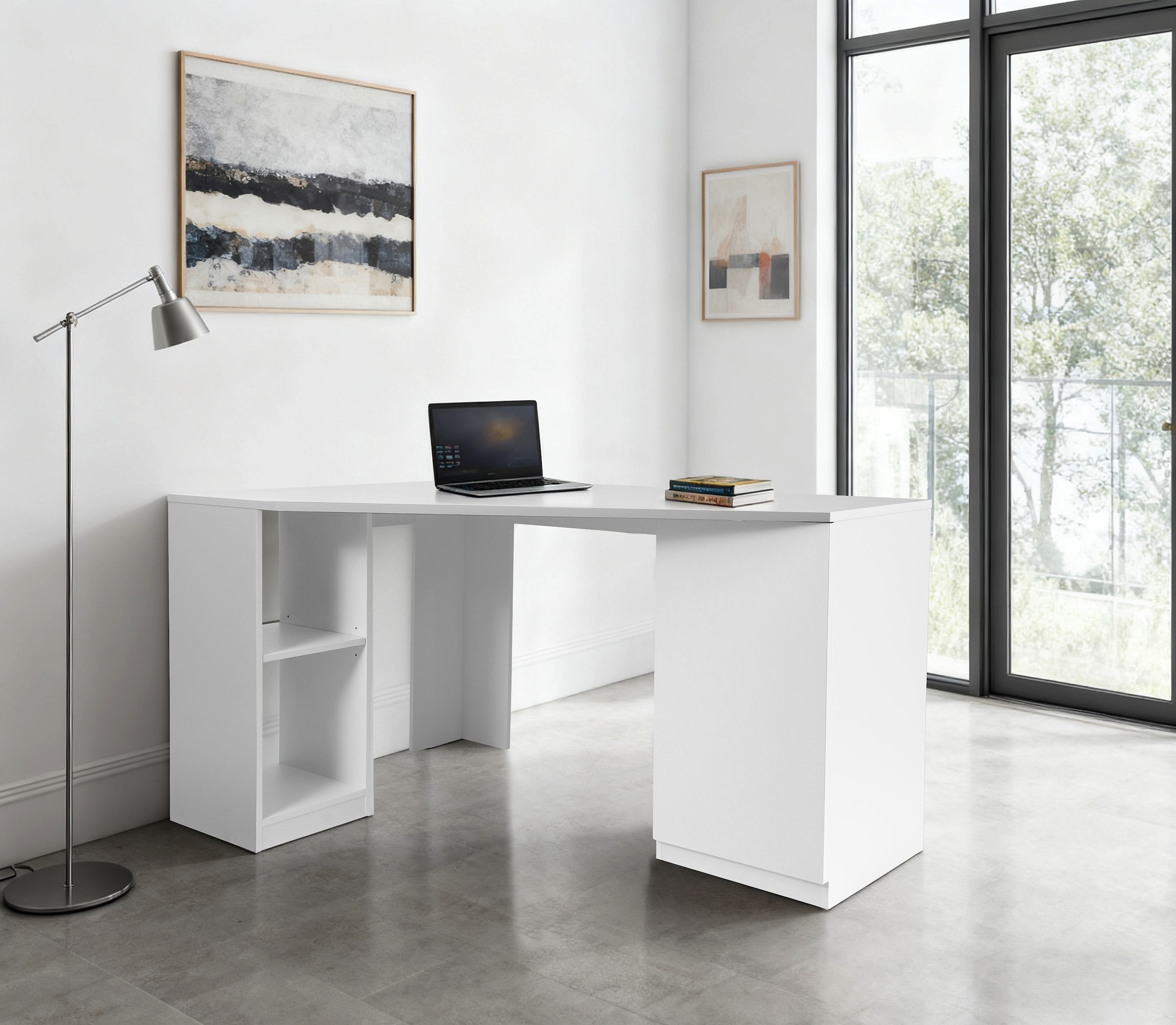 OTTO home Eckschreibtisch »AVRIL« viel Stauraum, Push-to-Open, Breite: 90 cm