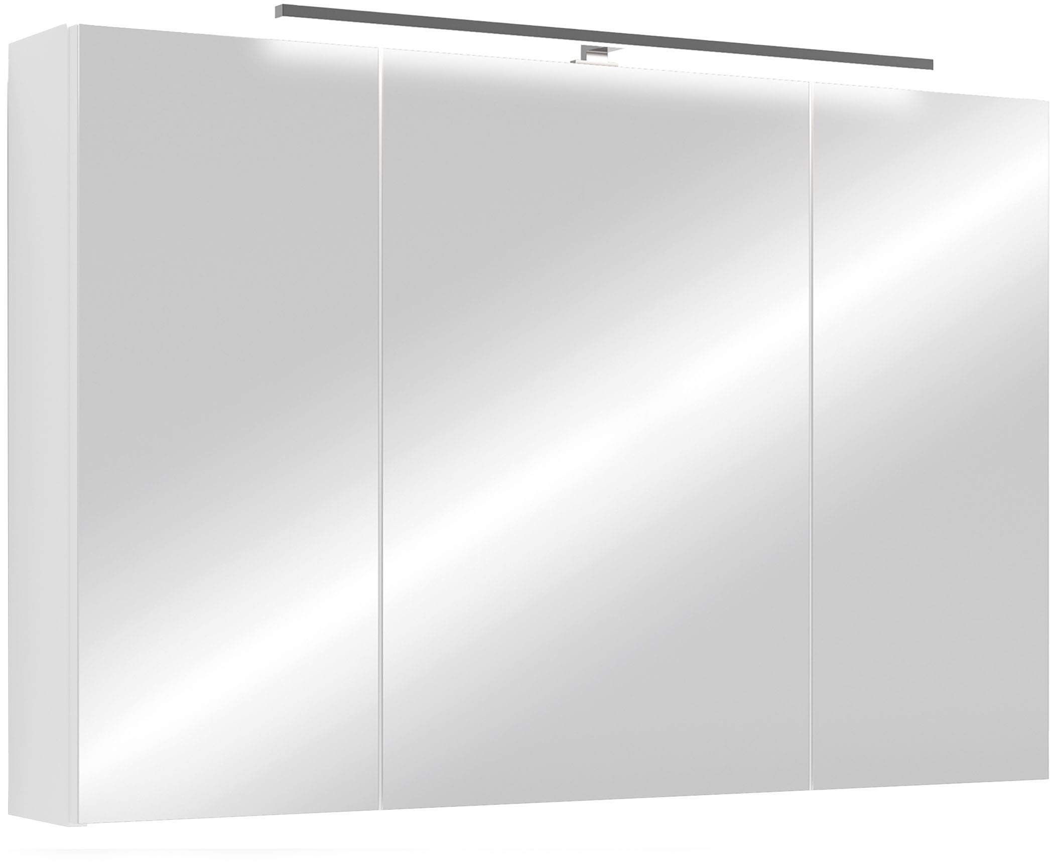 byLIVING Spiegelschrank »Serie Spree, in vielen Breiten erhältlich« Soft-Close, LED Beleuchtung mit Schalter- und Steckdosenbox