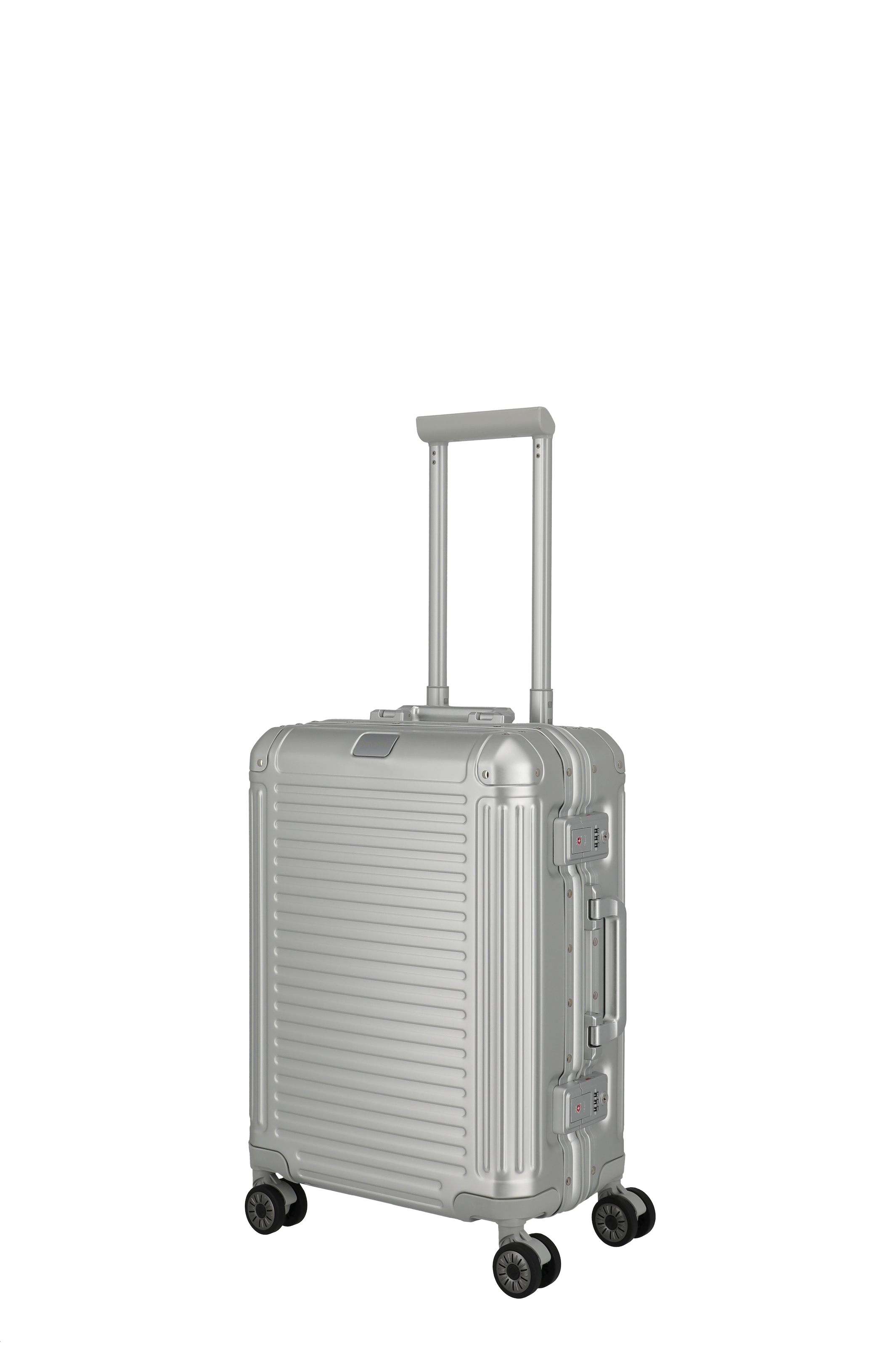travelite Hartschalen-Trolley »NEXT Trunk Reisekoffer Aluminium« 39 l 4 Rollen Koffer, mit extra großem Stauraum und stabilem Rahmen