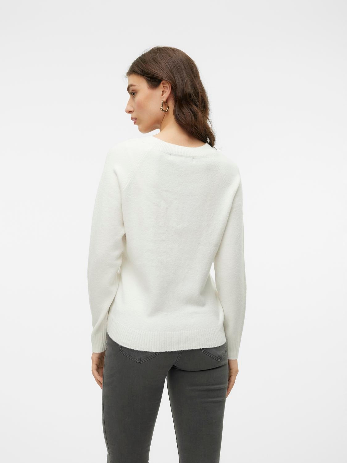 Vero Moda Rundhalspullover »VMDOFFY LS O-NECK BLOUSE GA NOOS« Materialmix, regular fit