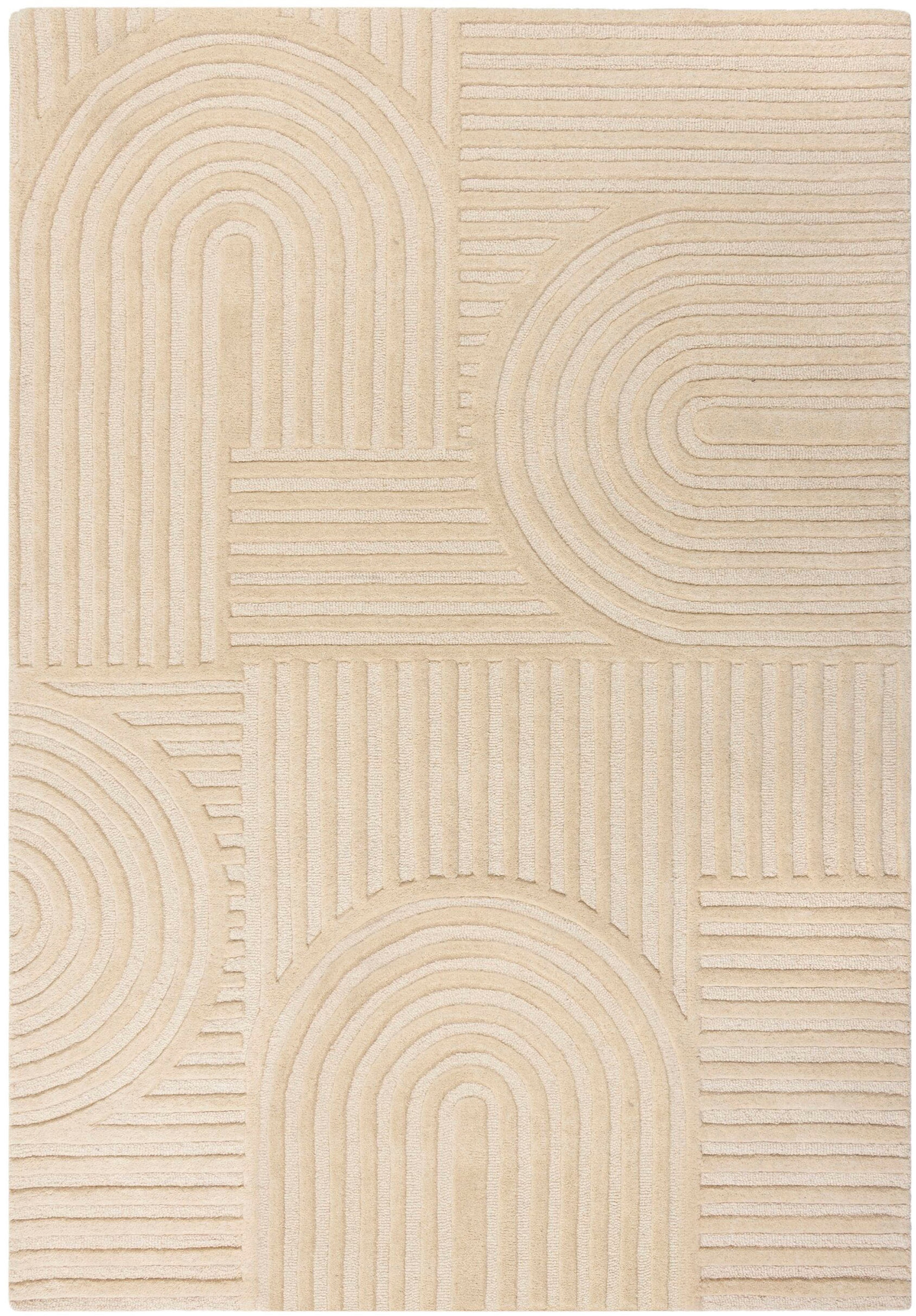 FLAIR RUGS Wollteppich »Zen Garden«, 10 mm Höhe, 100% Wolle, Hoch-Tief-Effe günstig online kaufen