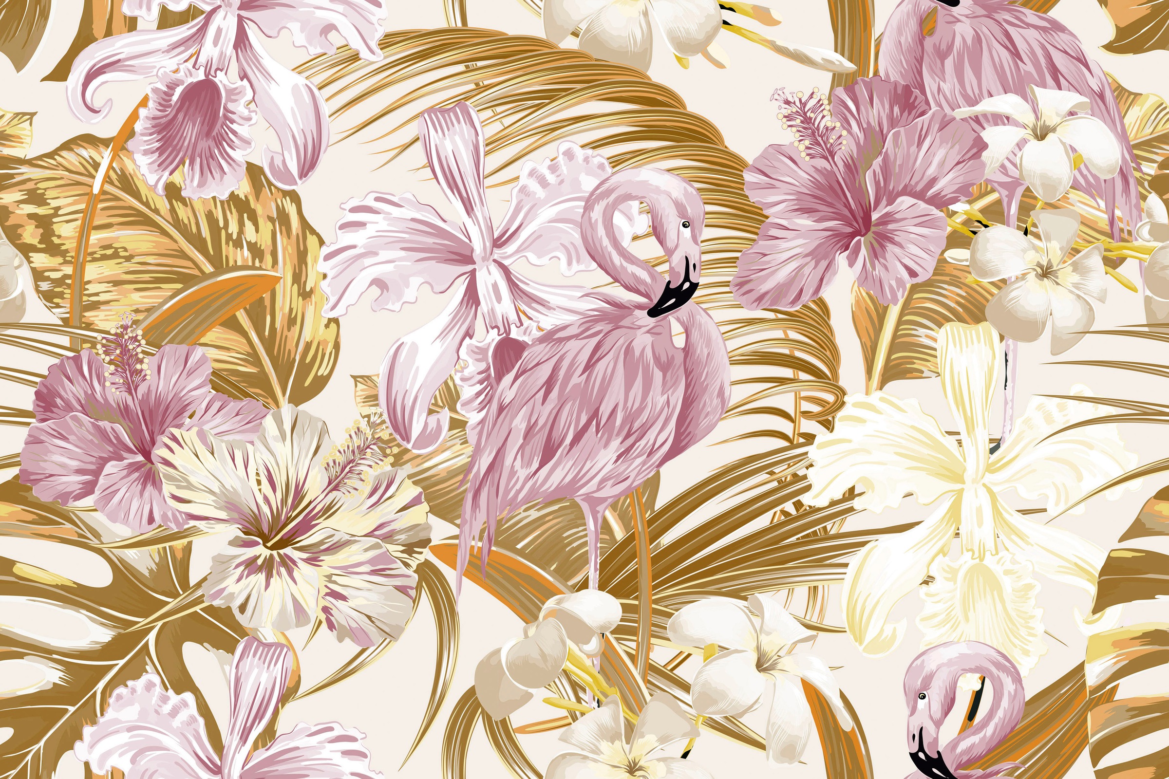 A.S. Création Leinwandbild »Flamingo Art«, Kunst-Blumen-Kinder, (1 St.), Dschungel Keilrahmen Flamingo Exotisch Hawaii Leinwand-Bild Wohnzimmer