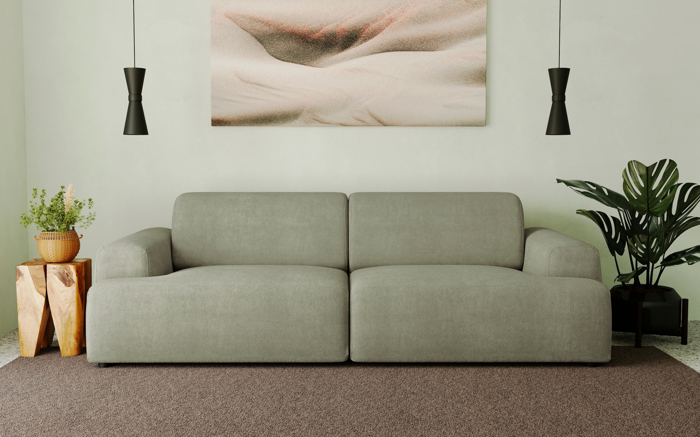 andas 3-Sitzer »Linkka, Breite 237 cm«, in einem weichen Chenille-Stoff, mit Wellenunterfederung