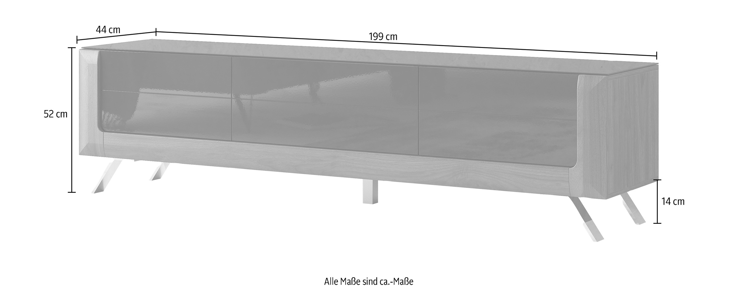 Leonique Lowboard »Kasai«, Breite 199 cm, mit 1 Schublade und 2 Türen