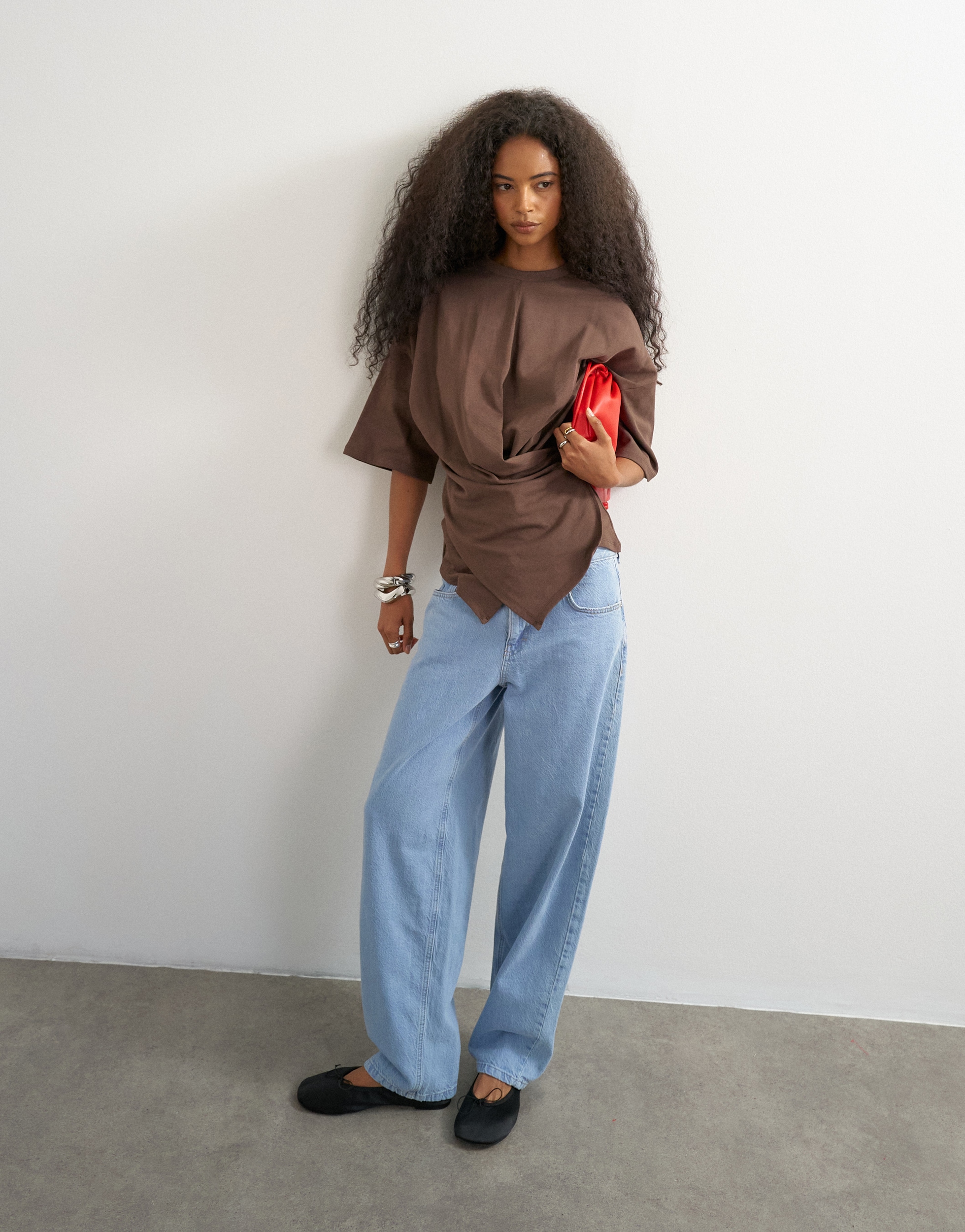 TOPSHOP 3/4-Arm-Shirt »TSBETJA S/S WRAP T-SHIRT JRS« Baumwollmischung, in Wickeloptik