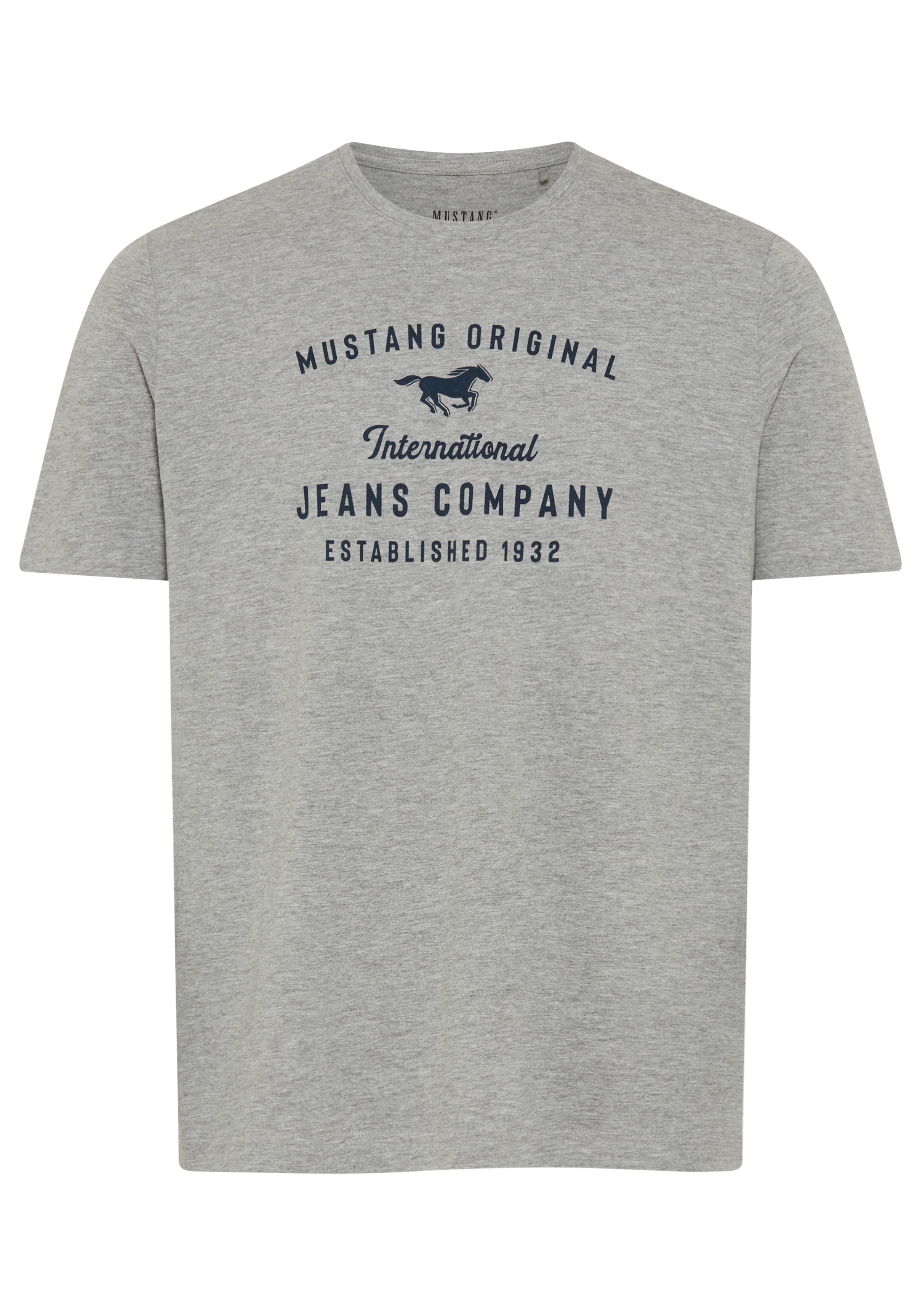 MUSTANG Rundhalsshirt »Alex Logoprint uni« normale Passform, Kurzarm-Design