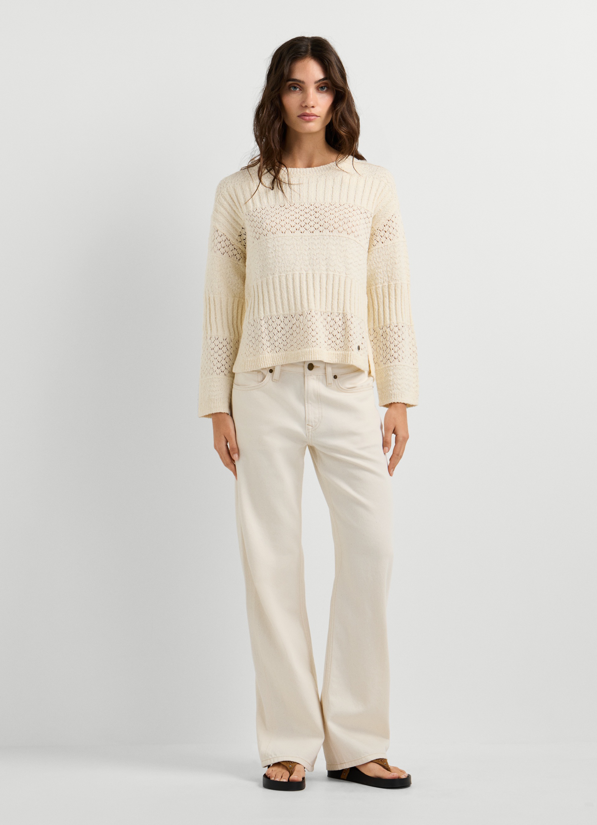 Pepe Jeans Strickpullover »ALAYA« im Strukturmix, reine Baumwolle