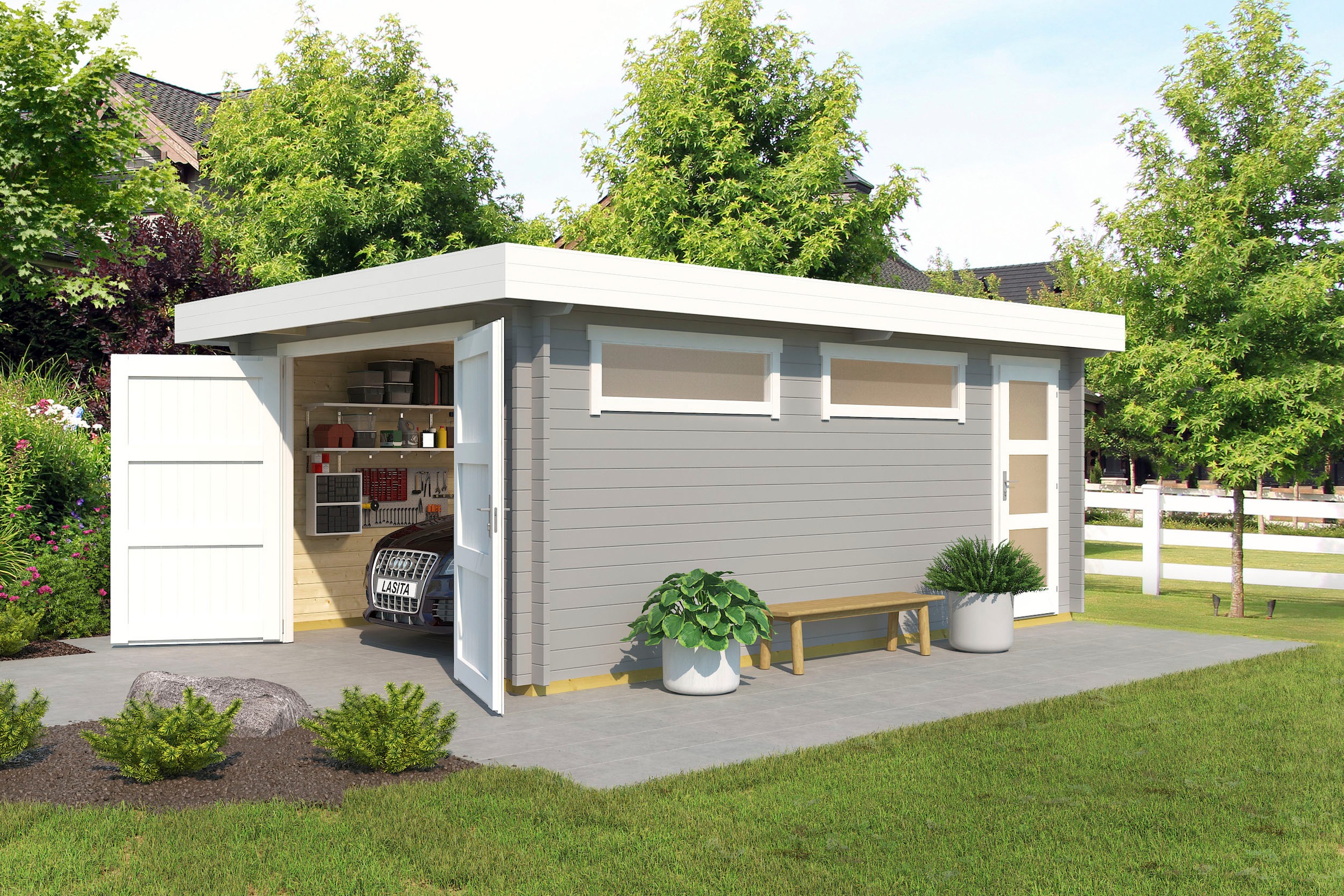 LASITA MAJA Garage »Canberra«, (Set, Mit zusätzliche Eingang), Garage + Hol günstig online kaufen