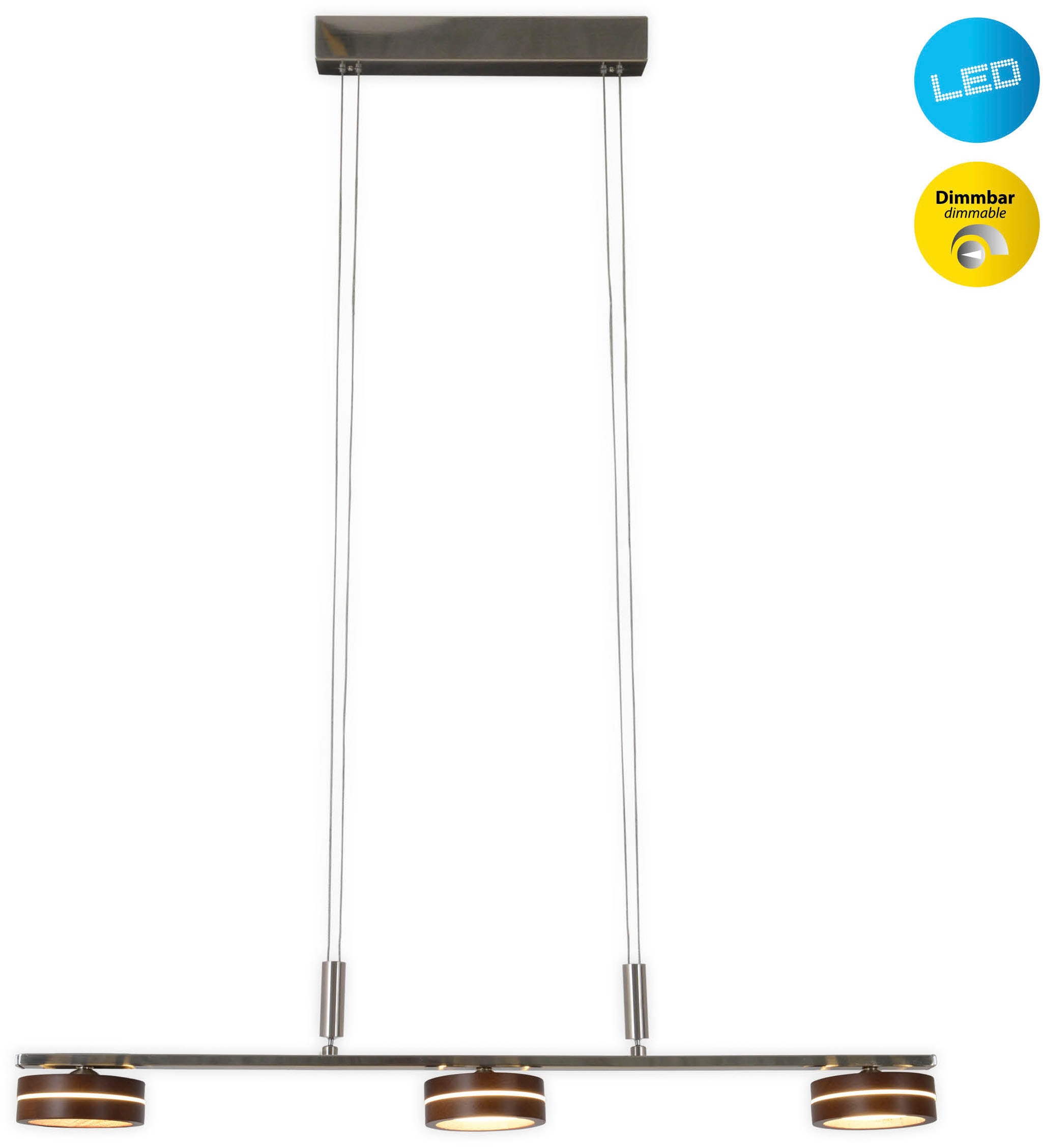 näve LED Pendelleuchte »"Triberg"«, 3 flammig, 3 flg., Schirme Holz (Eiche) günstig online kaufen