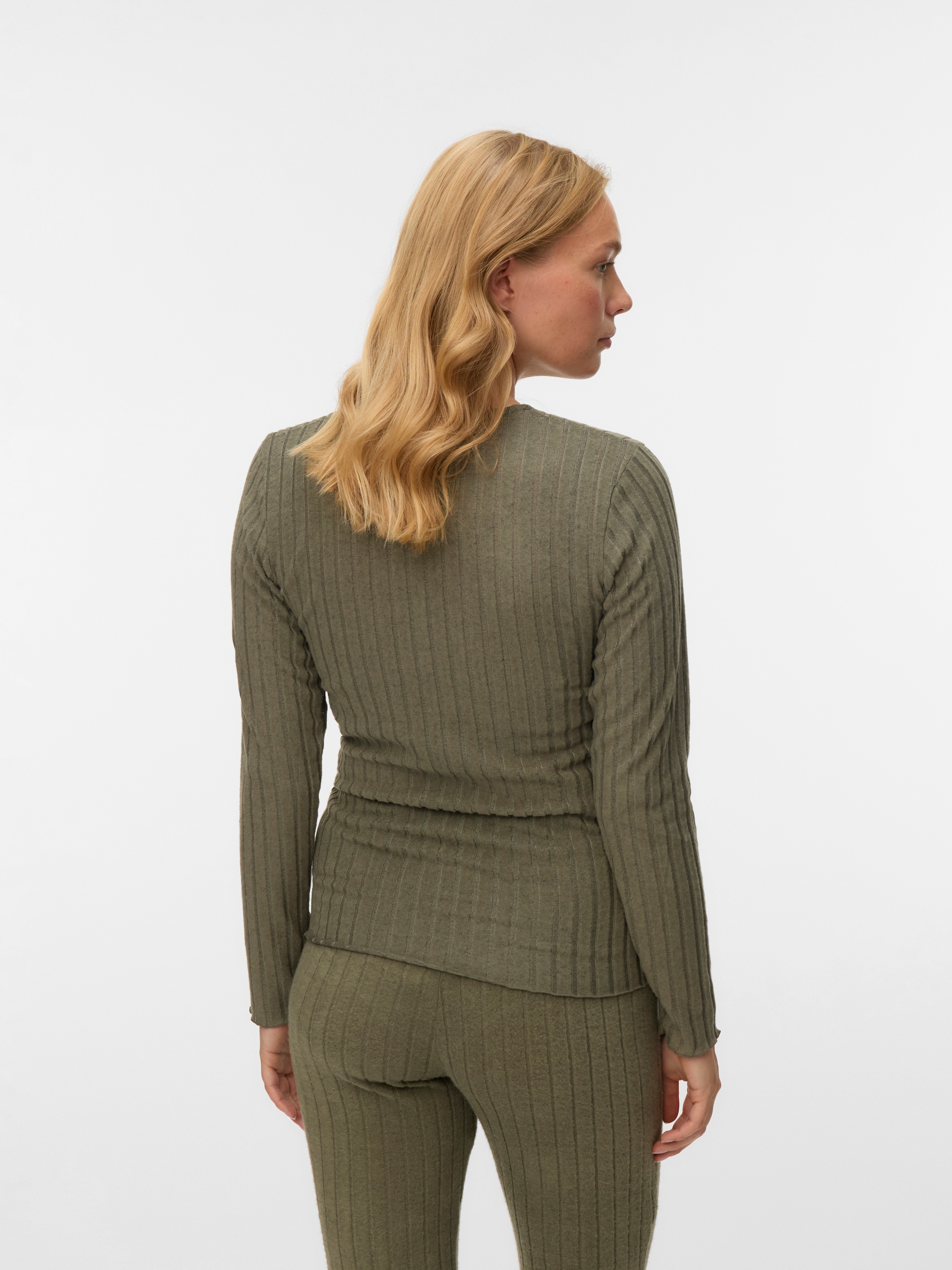 Mamalicious V-Shirt »MLFELIZIA LIA LS JRS TOP 2F NOOS« in Rippenoptik