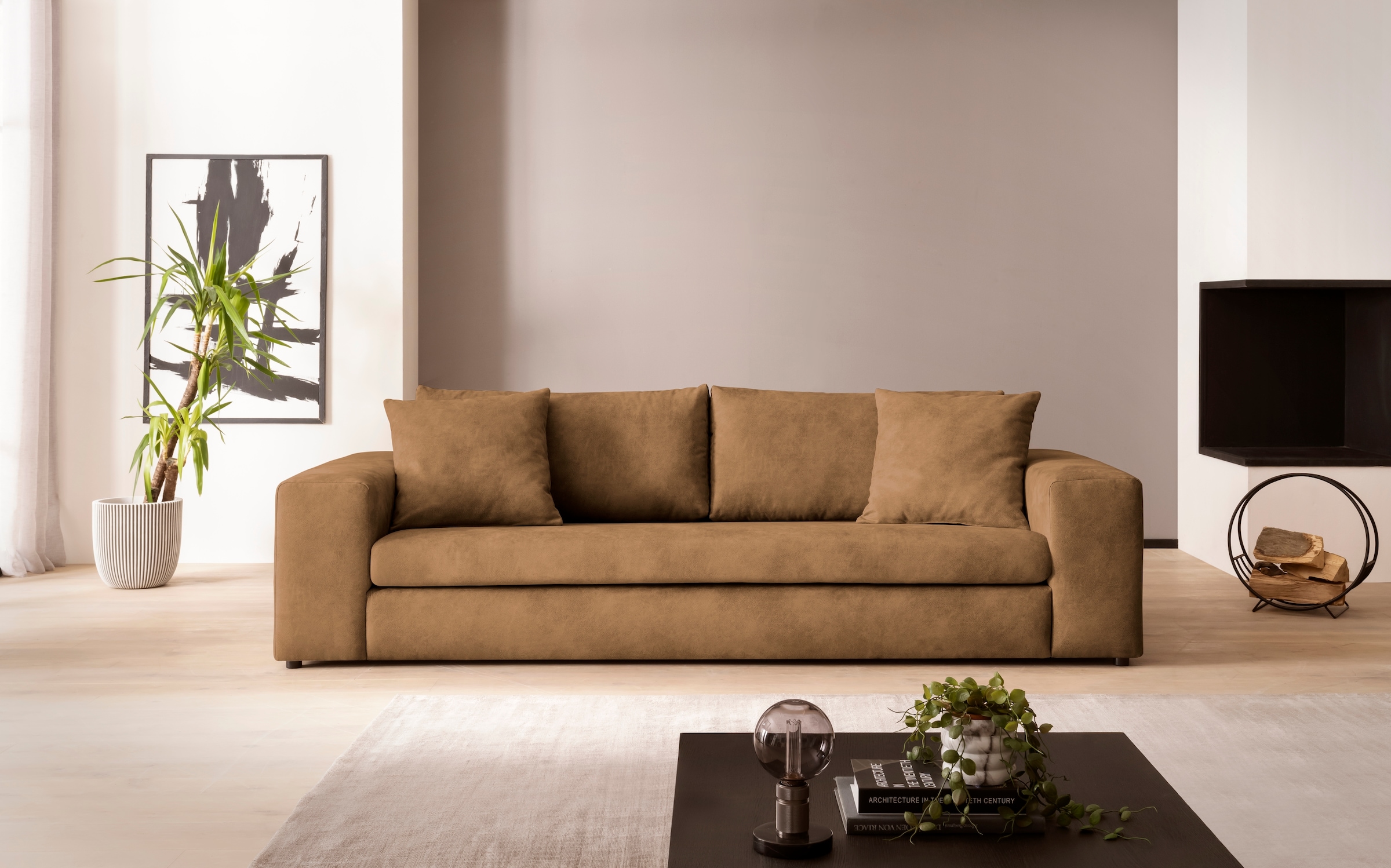 Home affaire 3-Sitzer »SLEETLAND XXL in Samtvelours oder Vintage-Leder-Opti günstig online kaufen