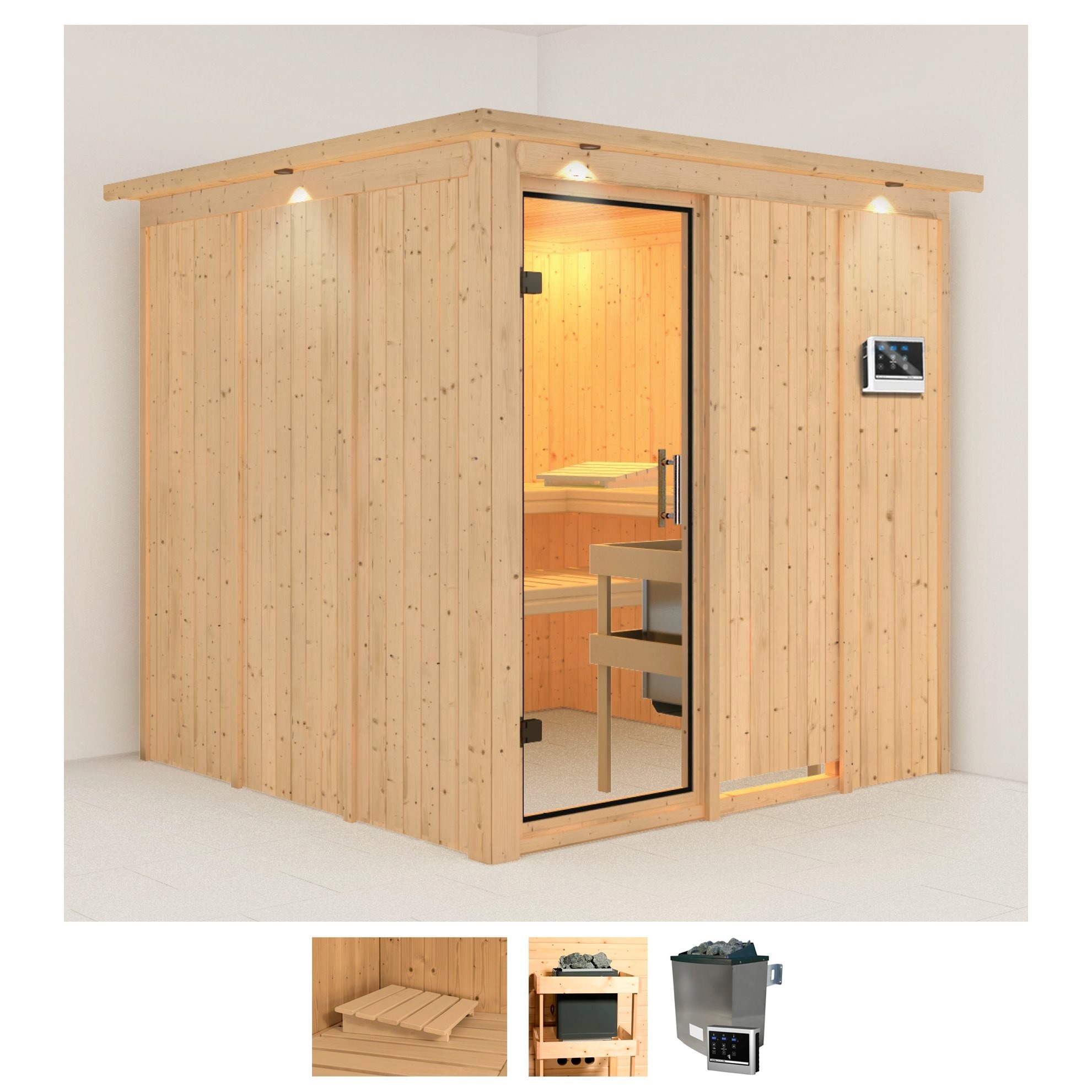Karibu Sauna »Rodin« Set, 9-kW-Ofen mit externer Steuerung günstig online kaufen