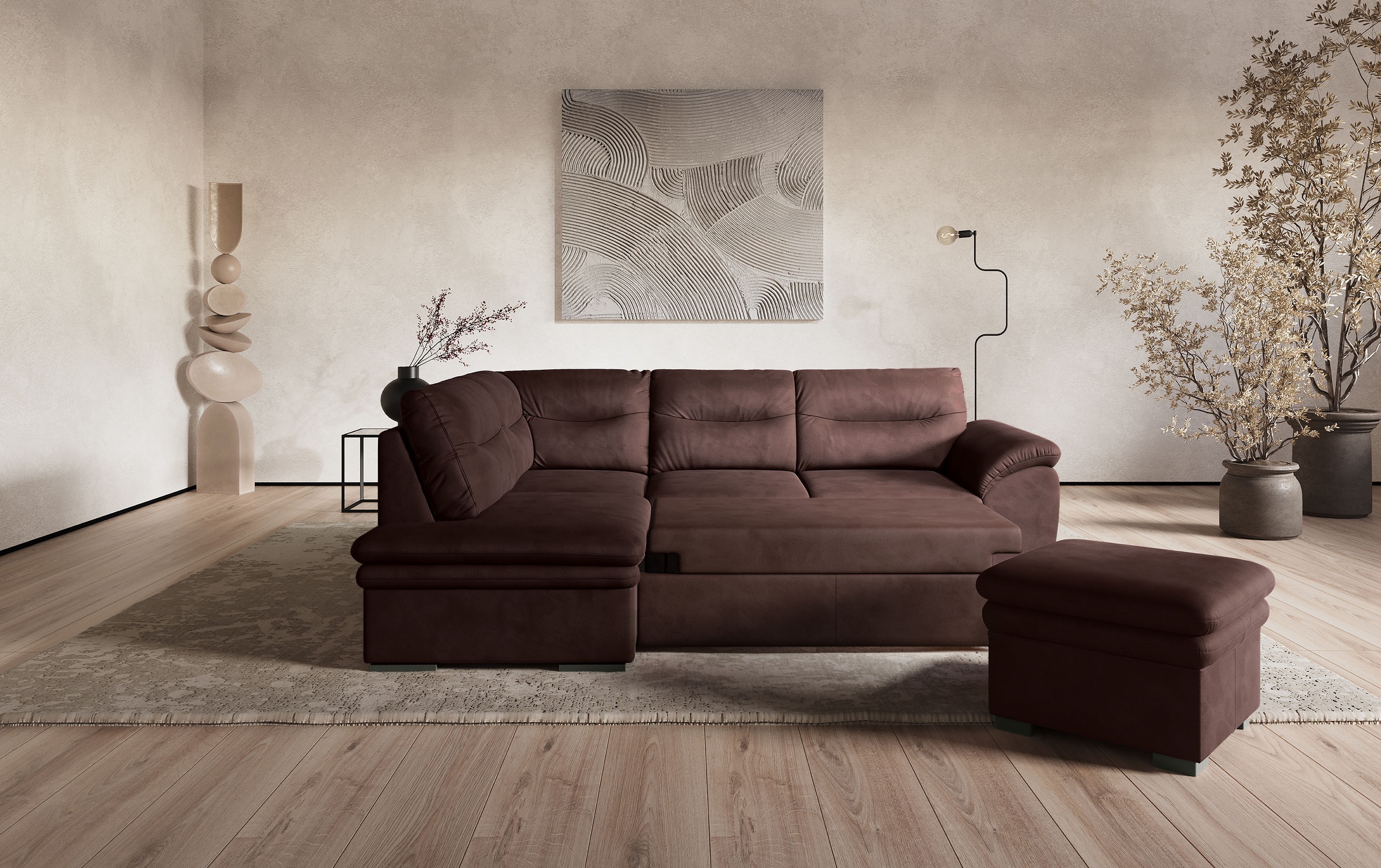 COTTA Ecksofa »Leandra L-Form« wahlweise mit Bettfunktion & Bettkasten günstig online kaufen