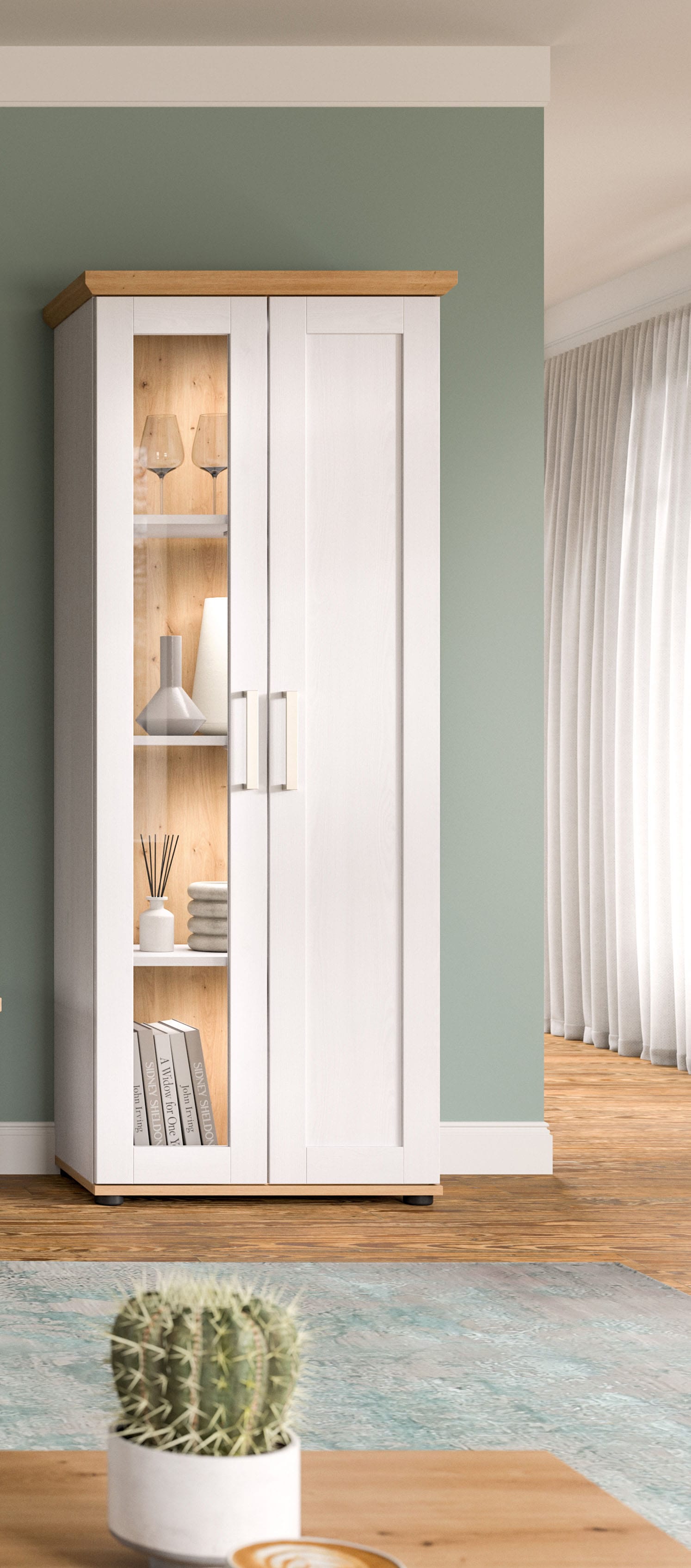 Home affaire Vitrine »Cosenza, Höhe 161 cm, 2 Türen, 4 Fächer« 1 Stk. tlg. günstig online kaufen