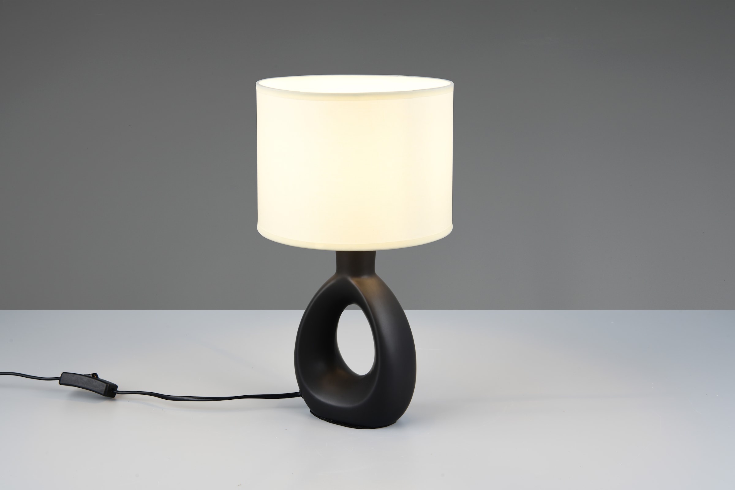 Leonique Tischlampe »Charmont, Deko Tischleuchte mit Stoffschirm, Schnurschalter exkl 1xE14«, 1 flammig, Leuchtmittel E14 | Leuchtmittel wechselbar, max. 40W, Ø 20cm Höhe 35,5 cm Nachttischleuchte Tischlampe Kommode