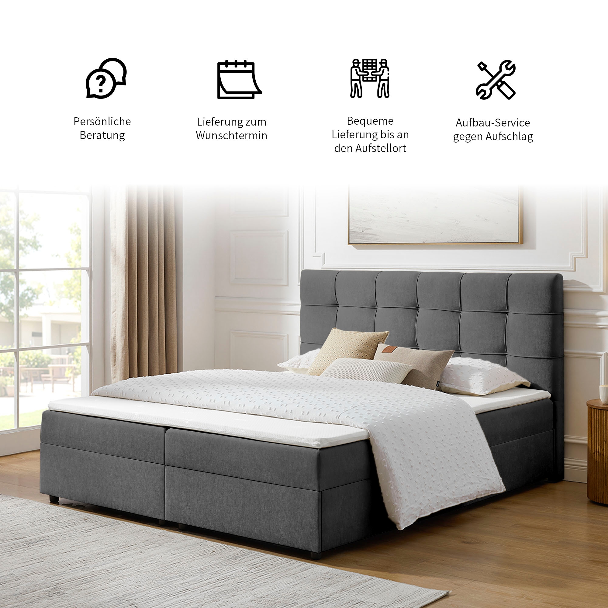 OTTO home Boxbett »Tommes inkl. Bettkasten und Topper, Liegefläche 180x200cm« erhältlich in der Größe 180x200 cm