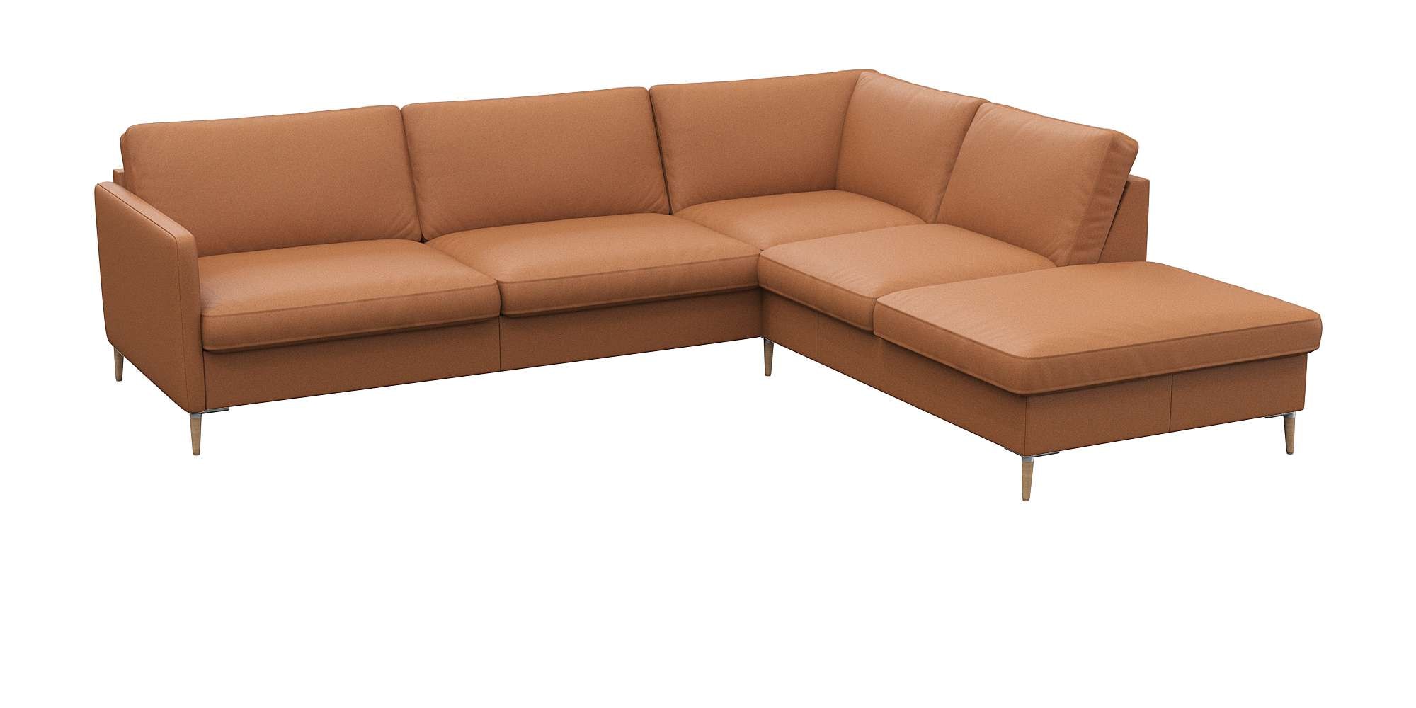 FLEXLUX Ecksofa »Fiore, super Sitzkomfort durch Kaltschaum im Sitz, L-Form«, schmale Armlehnen, Füße Alu+ Eiche