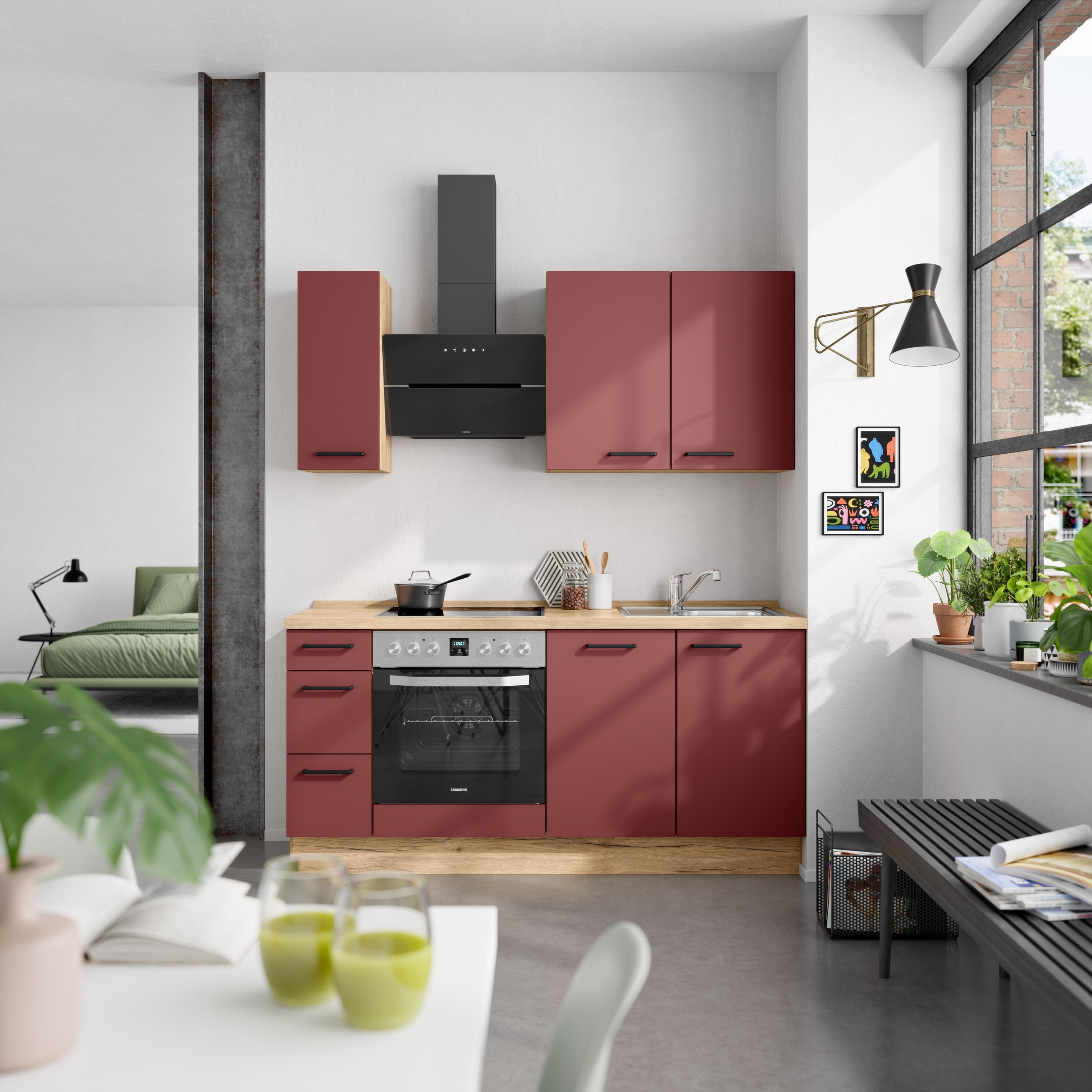 nobilia® Küchenzeile »"Easytouch II"«, vormontiert, Ausrichtung wählbar, Breite 180 cm, wahlw. mit E-Geräten
