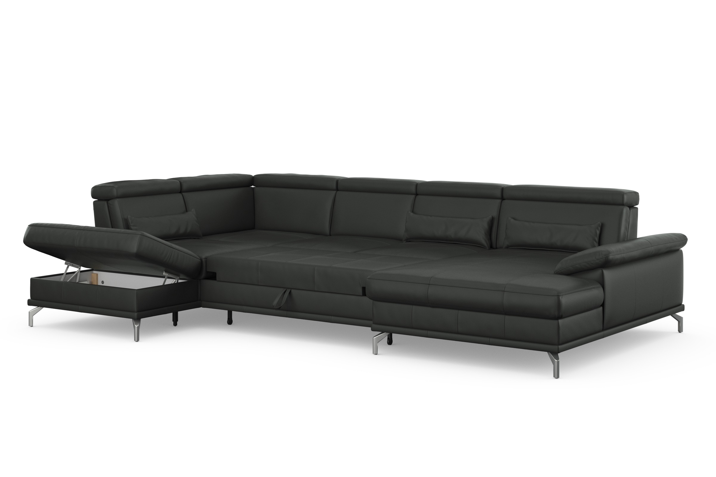sit&more Wohnlandschaft »Cabrio U-Form, mit Sitztiefenverstellung, Arm- und Kopfteilverstellung«, 3 Nierenkissen, Federkern, optional Bettfunktion und Stauraum