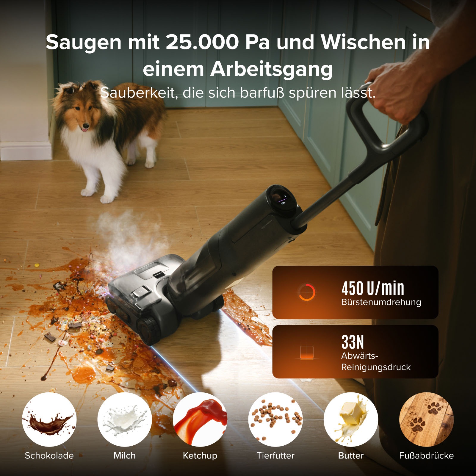 Roborock Nass-Trocken-Sauger »F25 Steam-Kit, 25.000 Pa Saugkraft, vier Reinigungsmodi« Dampfreinigung, Lay-Flat-Reinigung, Selbstreinigung und Trocknung
