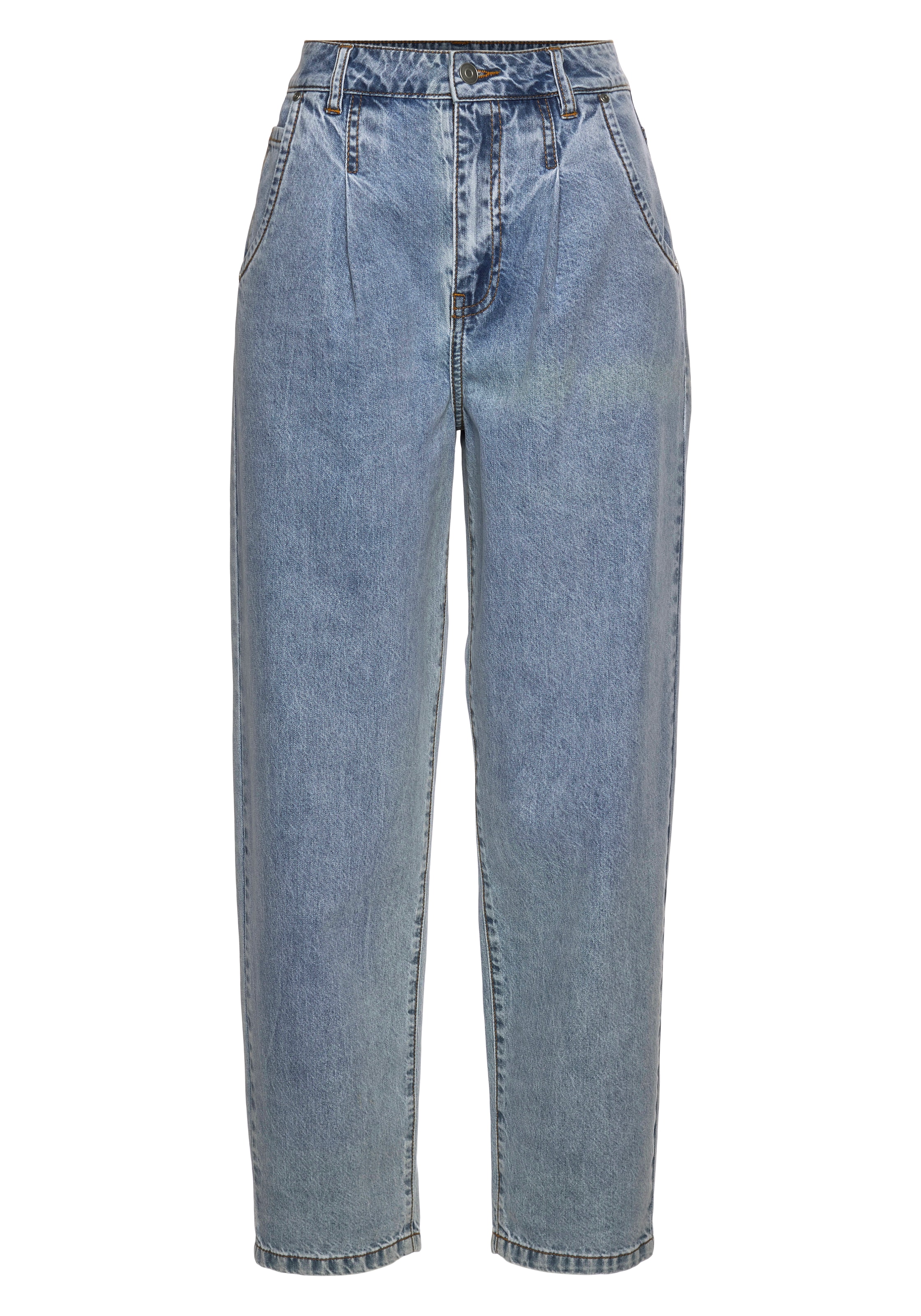 Buffalo Relax-fit-Jeans, in High-Waist-Form mit Bundfalten, verkürzte Länge, modisch