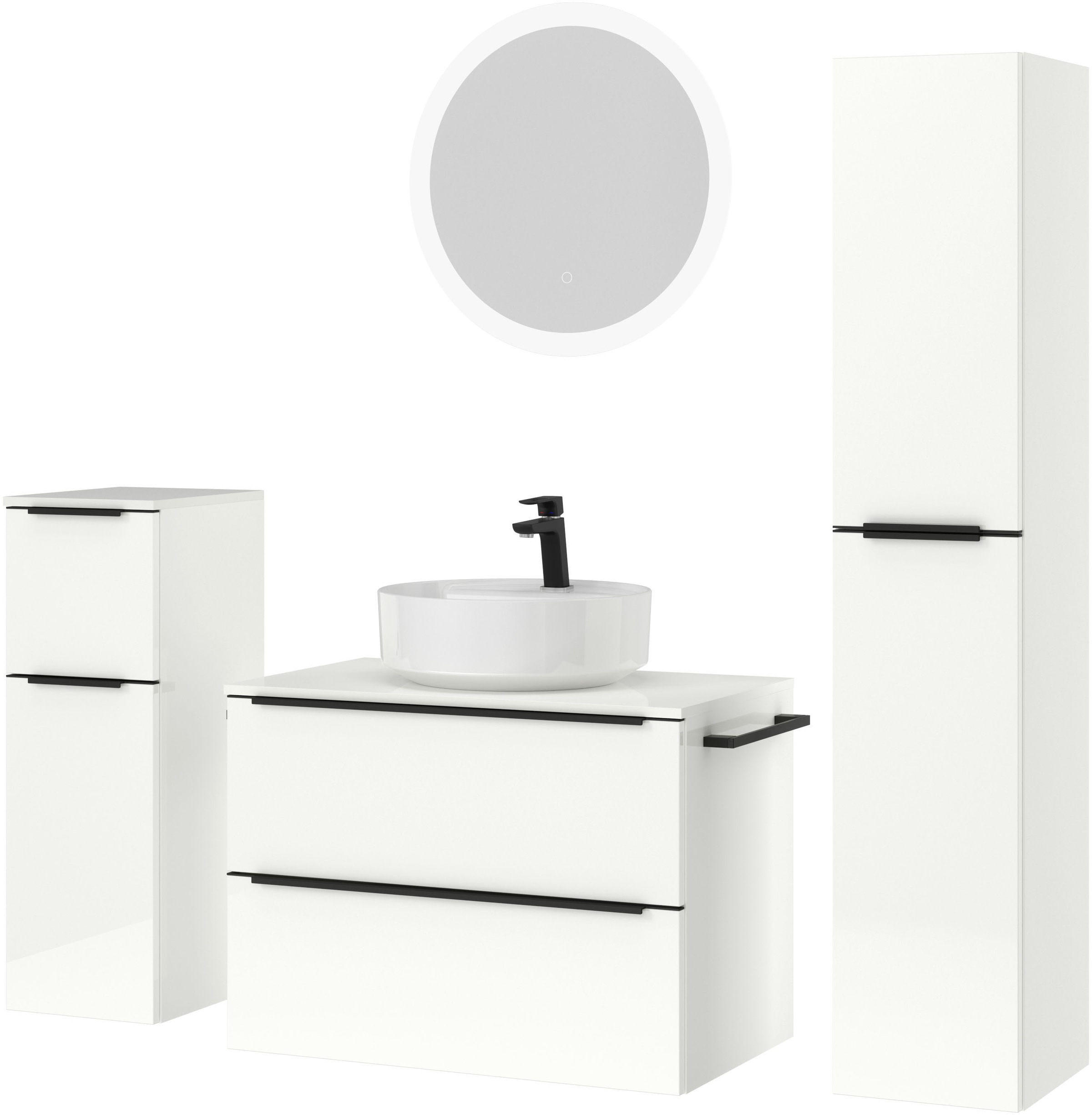 nobilia® Badmöbel-Set »Alvene«, (4 St., vormontiert, mit Soft-Close), Hochg günstig online kaufen