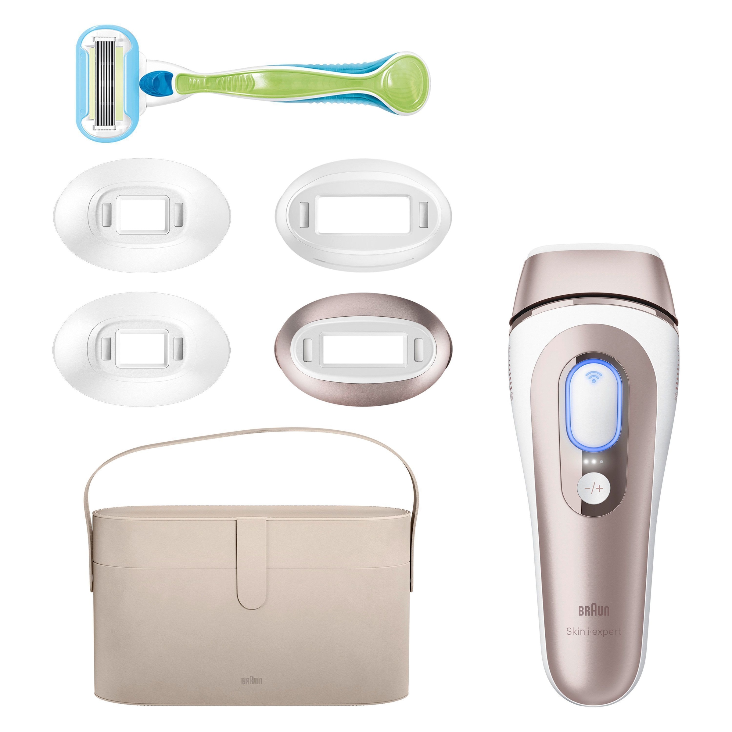 BRAUN IPL-Haarentferner »Smart Skin i·expert PL7387« 4 Aufsätze für Gesicht & Körper, Venus Rasierer & Aufbewahrungsbox weiß/braun [Individueller...