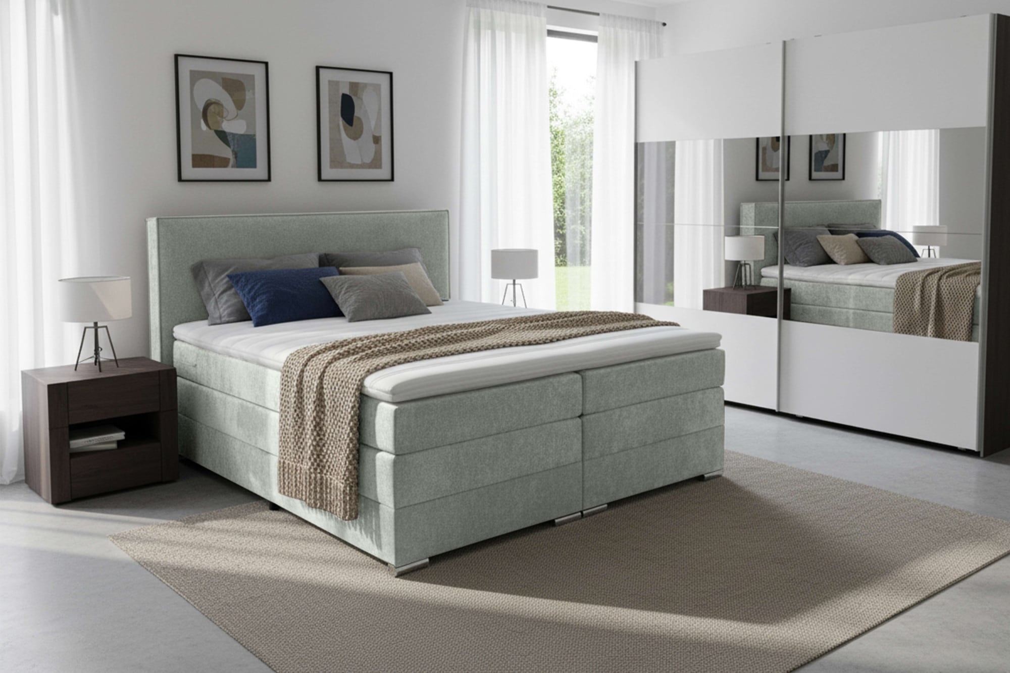 Home affaire Boxspringbett »Romeo, Doppel- & Polsterbett, Federkernbett, Komfortbett, 160, 180 cm« inkl. 6 cm Topper, zwei Bettkästen, Taschen-Federkernmatratze in H4