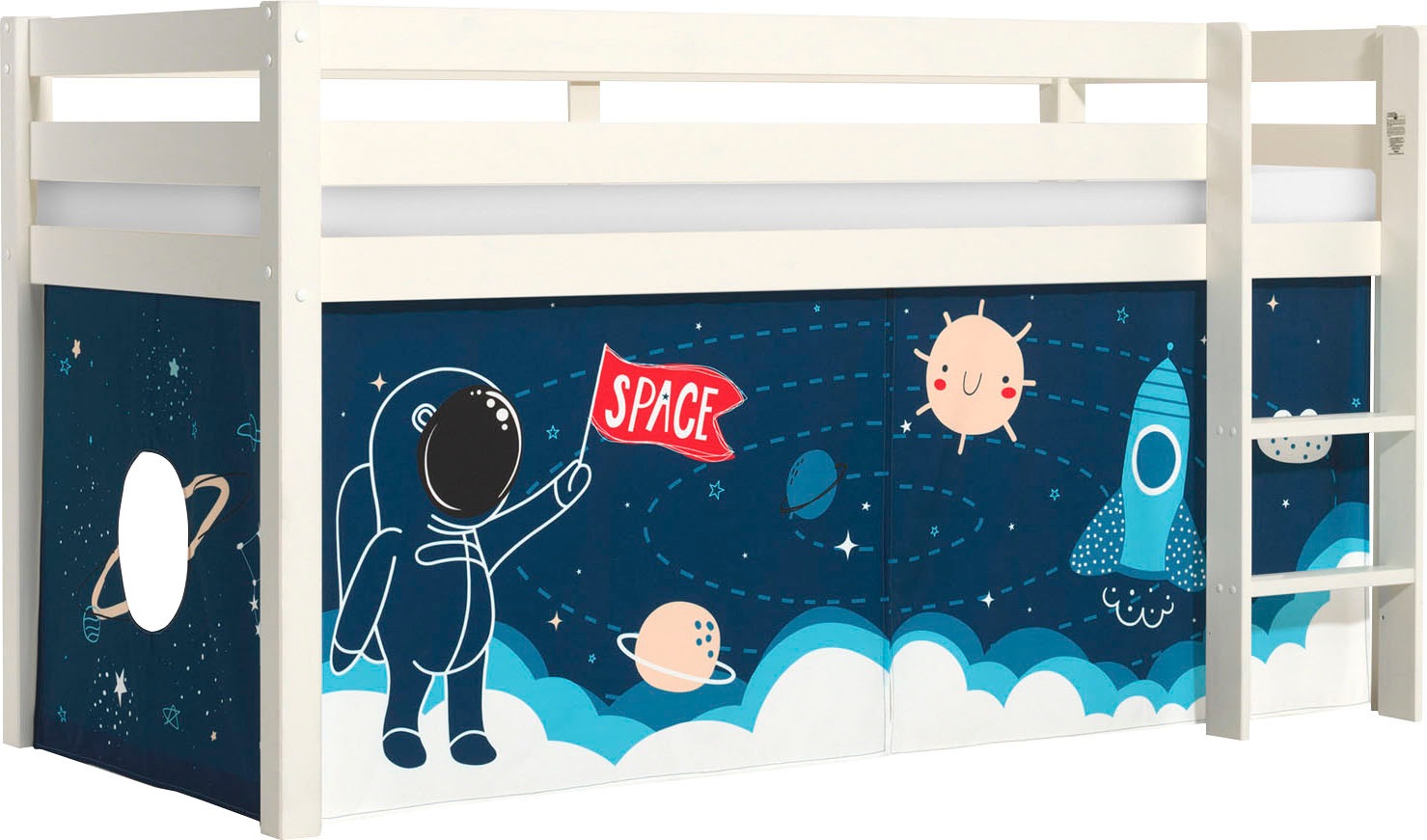 Vipack Spielbett "Pino, Kiefer massiv, mit Rolllattenrost u. Textil-Set, Ma günstig online kaufen