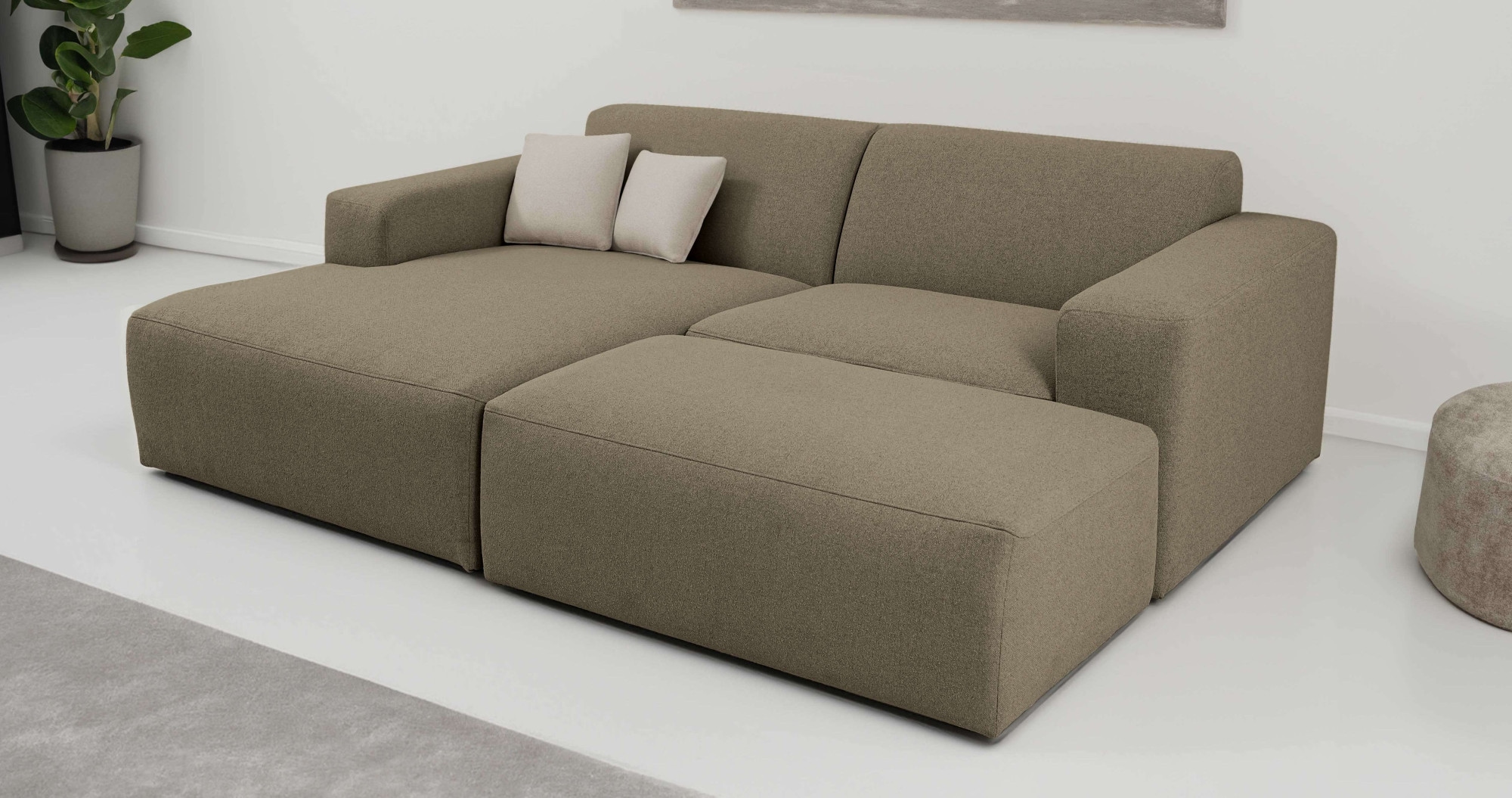 INOSIGN Ecksofa »Koa,228cm, L-Form, Modulsofa, Webstoff, Cord«, Designsofa, Set, Hocker inklusive, weicher Lounge-Sitzkomfort