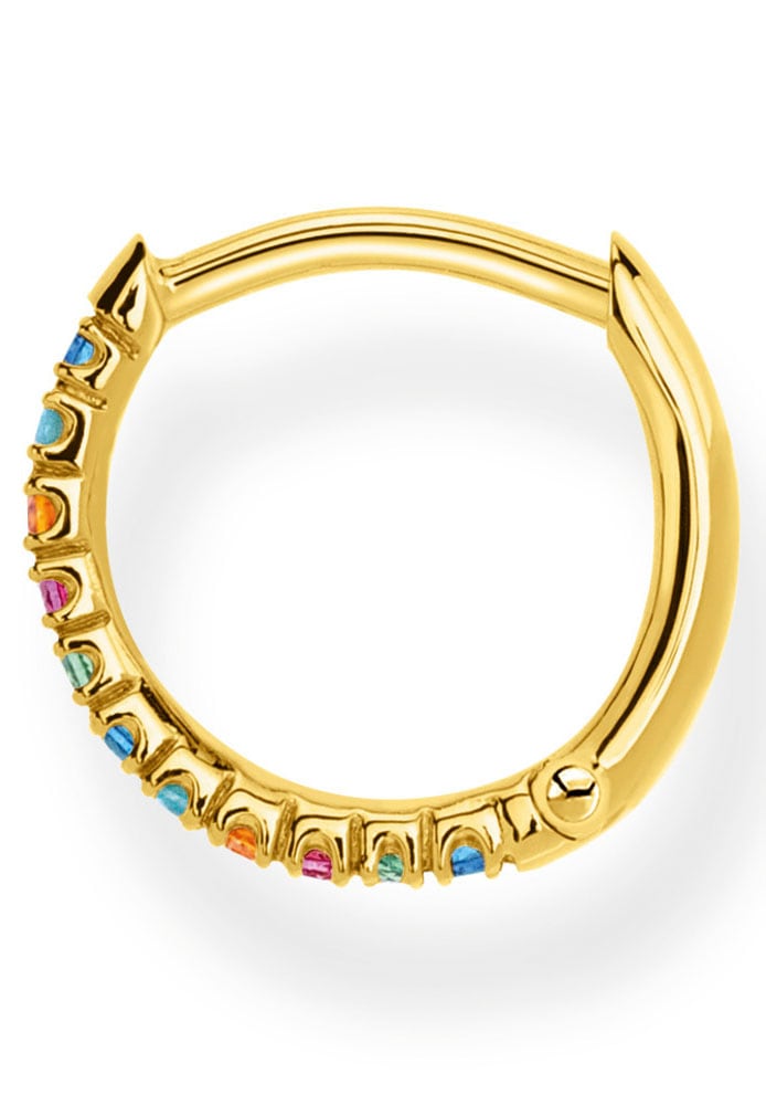 THOMAS SABO Single-Creole »farbige oder weiße Steine, CR659-051-14, CR659-414-14, CR659-488-7«, mit Glas-Keramik Stein, Korund (synth.), Zirkonia (synth.)