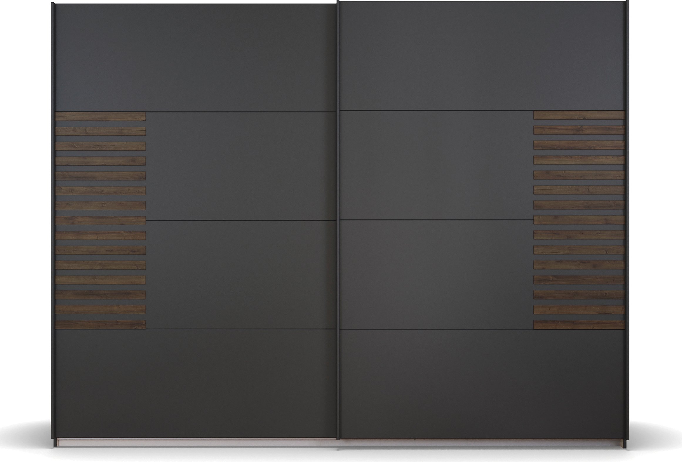 rauch Schwebetürenschrank »Kleiderschrank Schrank Garderobe Schlafzimmerschrank BAREA«, Front mit Auflage in moderner Lamellen-Optik MADE IN GERMANY