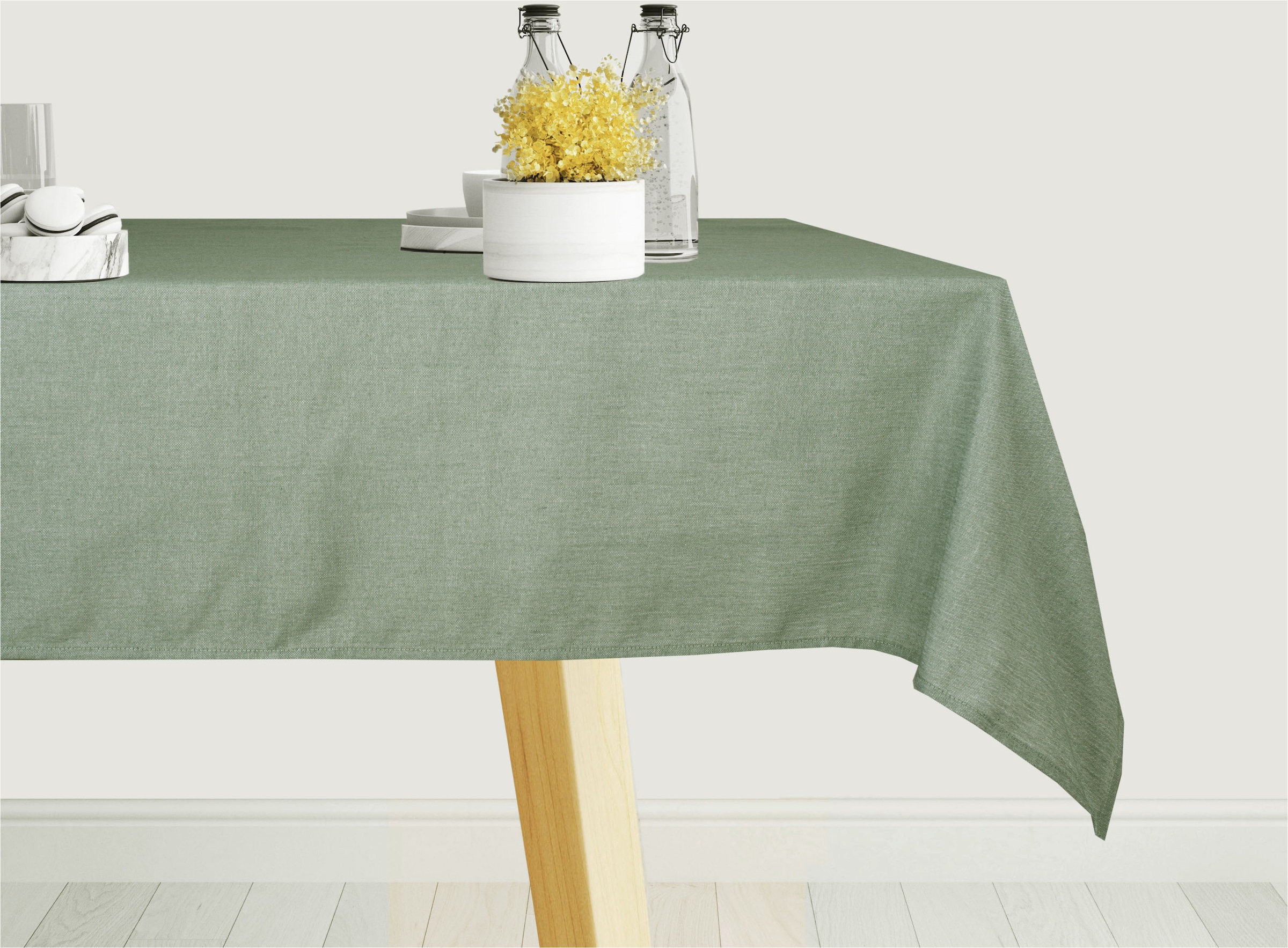 MY HOME Tischdecke »Aolva« verschiedene Größen, moderner Uni, Esszimmer, Küche matte green Obermaterial: 100% Polyester B/L: 170 cm x 130 cm