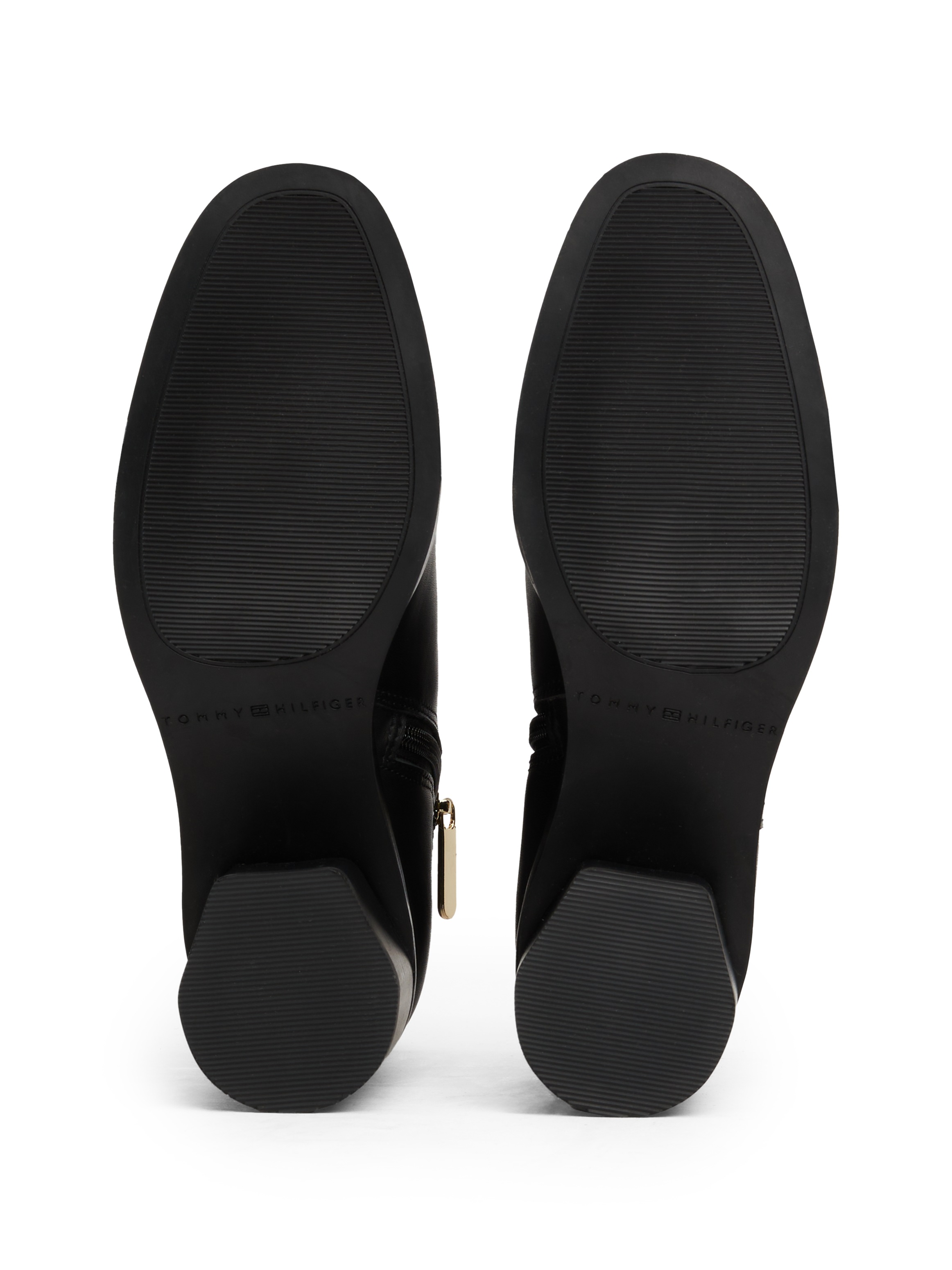 Tommy Hilfiger Stiefelette »TH LOGO MID HEEL BOOTIE«, Blockabsatz, Ankleboots, Businesschuh, Zierriemchen, Schmuckelement