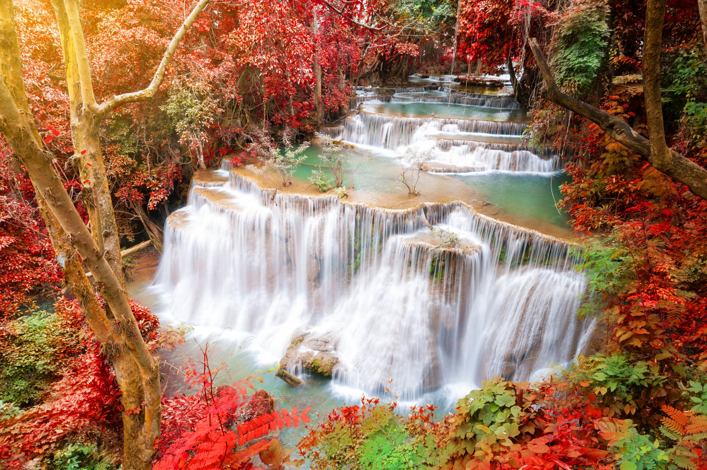 Papermoon Fototapete »Huay Mae Kamin Autumn Waterfall« glatt günstig online kaufen