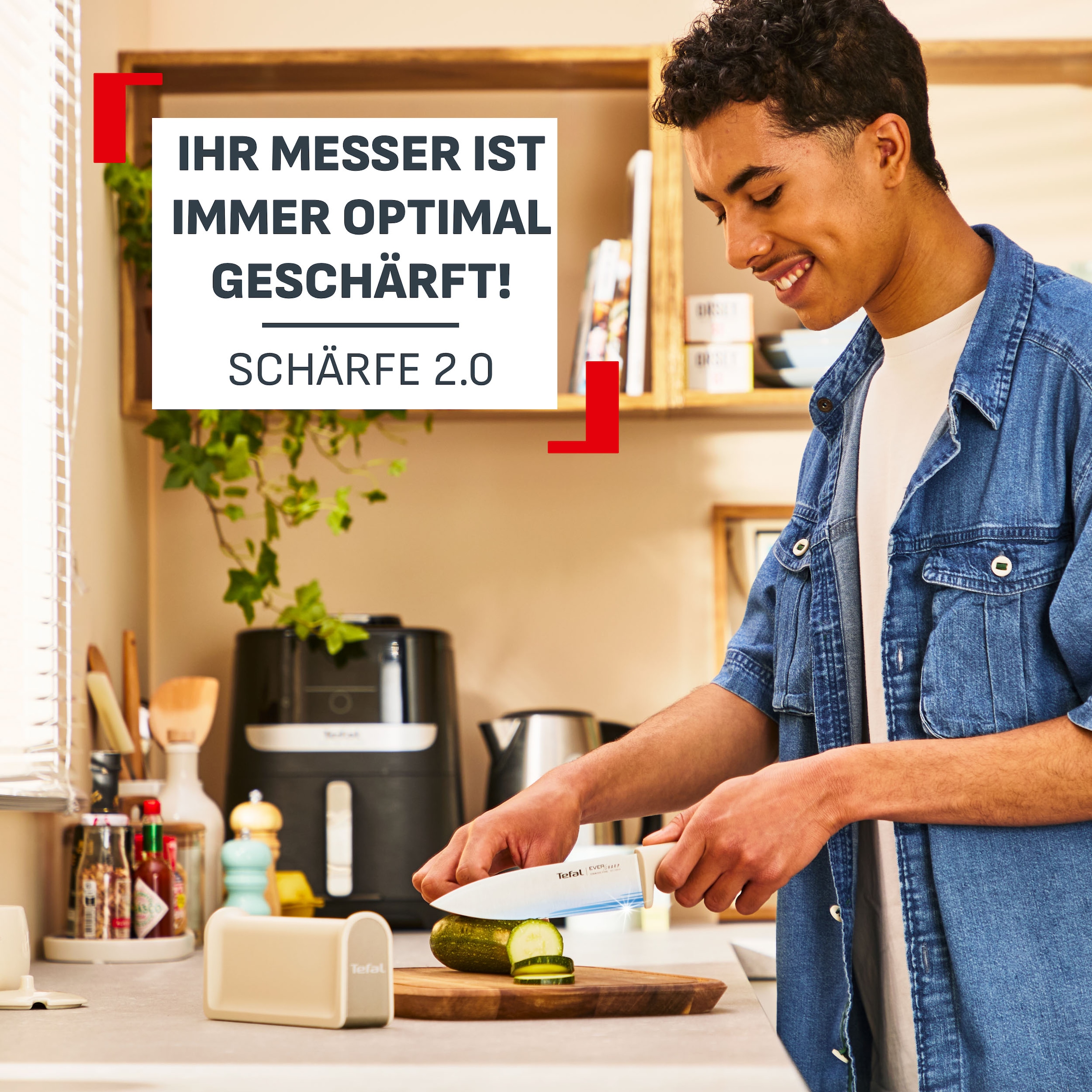 Tefal Kochmesser »EverSharp Daily« selbstschärfender Messerschutz, schlankes Design, spülmaschinenfest