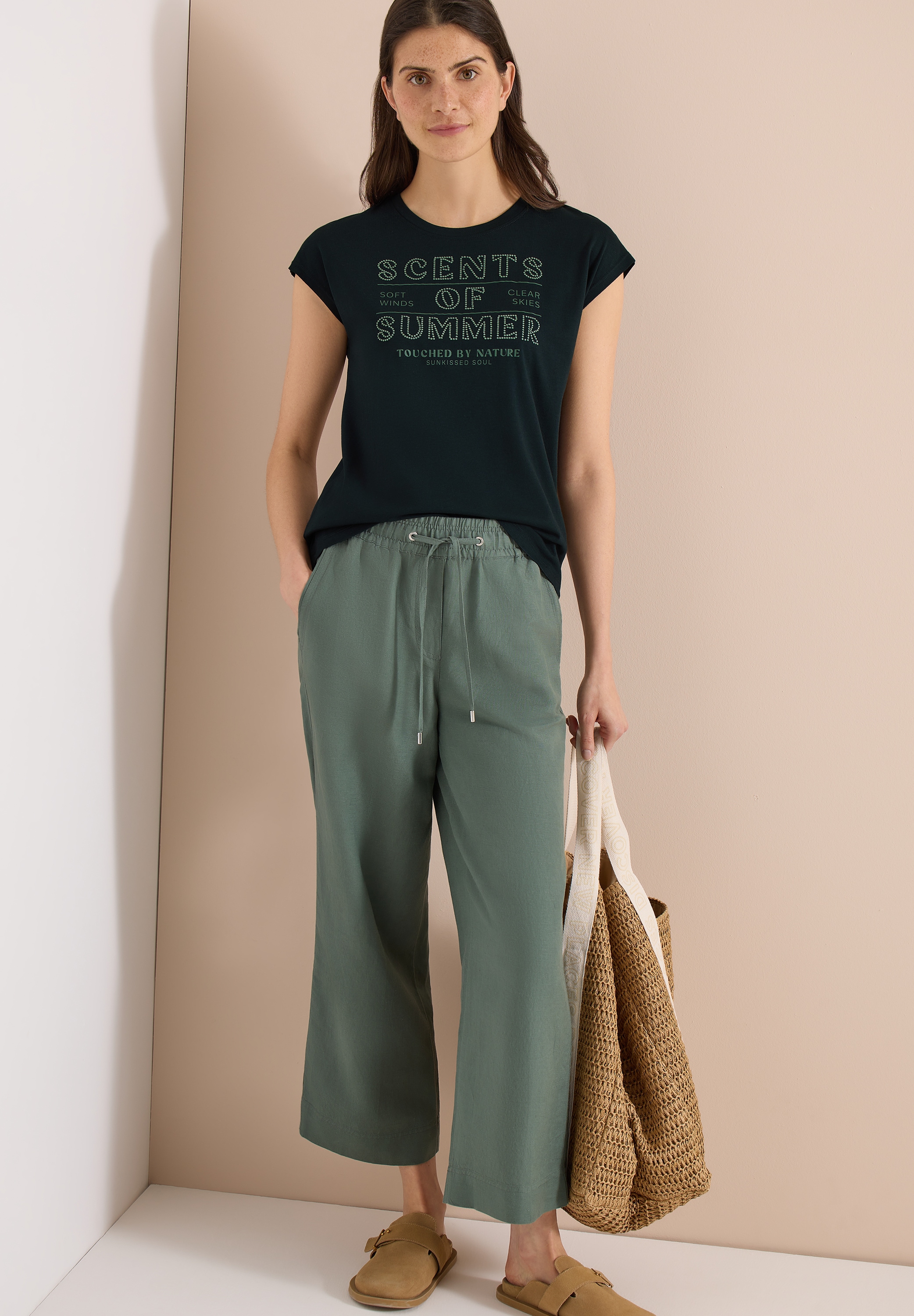 Cecil Kurzarmshirt Sommershirt mit Rundhals und Wording Artwork